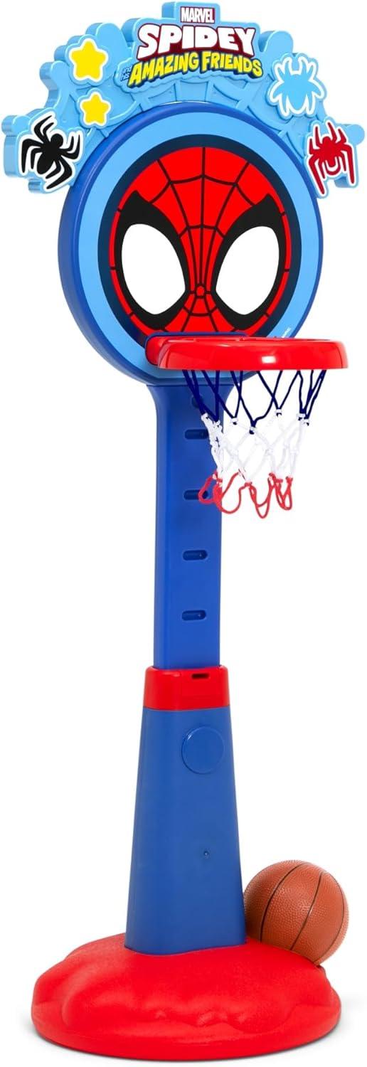 Spidey and His Amazing Friends Plastic Basketball Set by Delta Children – Includes Basketball Hoop, 1 Basketball and Ball Pump