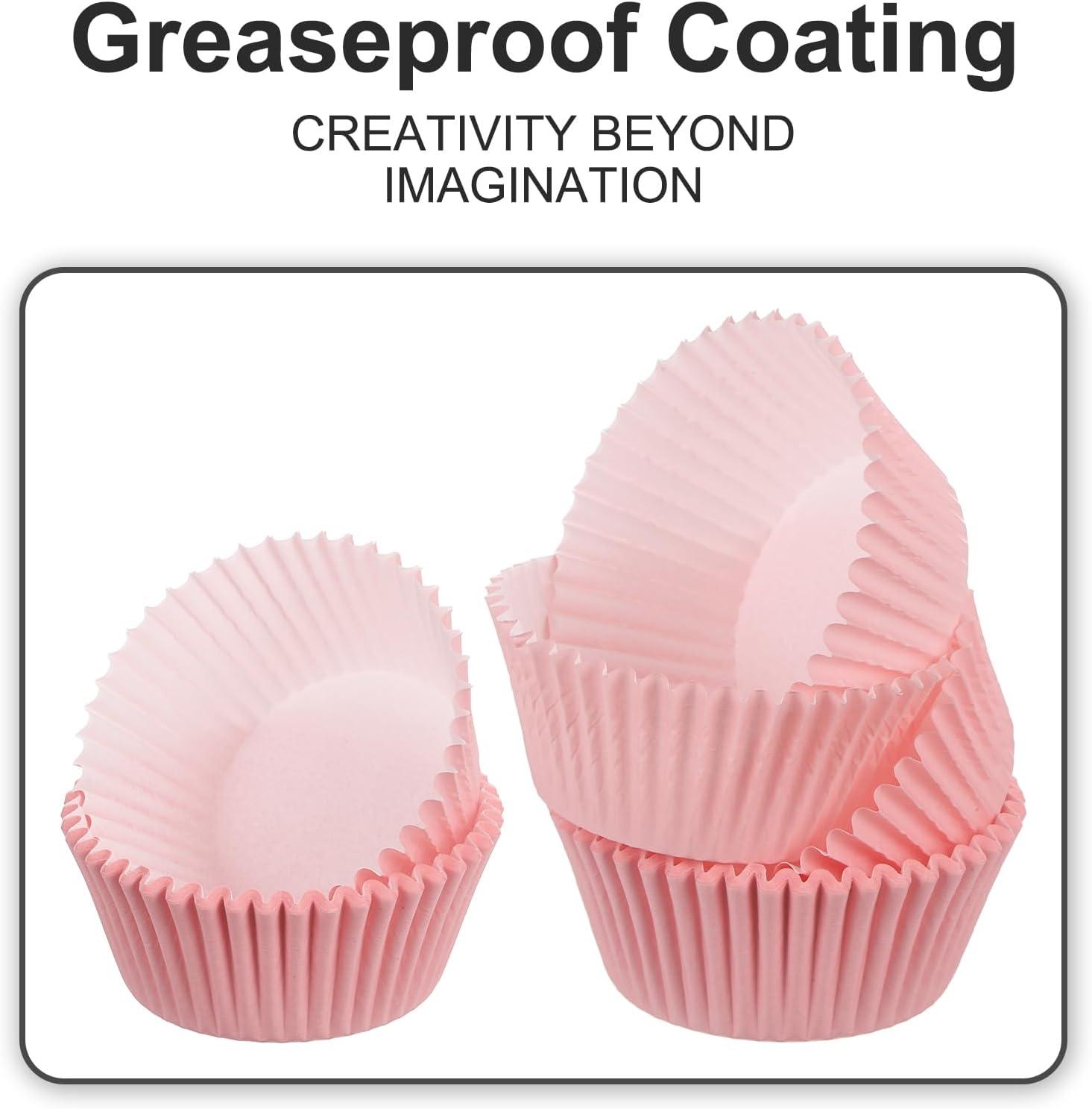 Standard Pink Cupcake Liners 100 Pcs:Pink Cupcake Muffin Liners,Grease-Proof Paper Baking Cups,No Smell Food Grade Baking Cups Paper