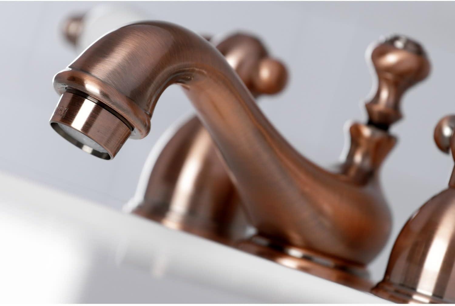 Kingston Brass KS3951PL Kingston Brass Restoration Two-Handle 3-Hole Deck Mount Mini-Widespread Bathroom Faucet with Brass Pop-Up