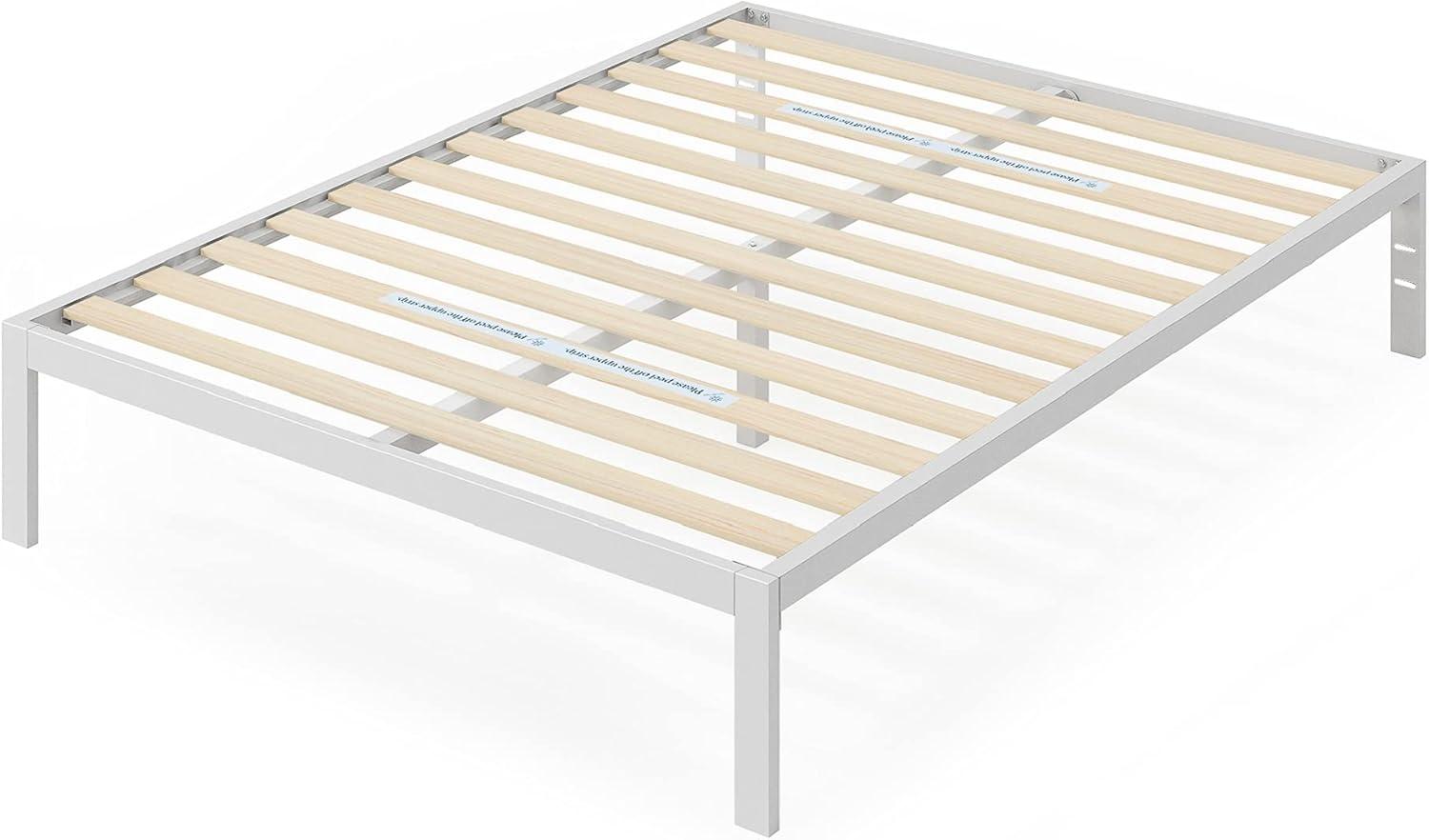 Zinus Mia 14" White Metal Platform Bed Frame, Queen