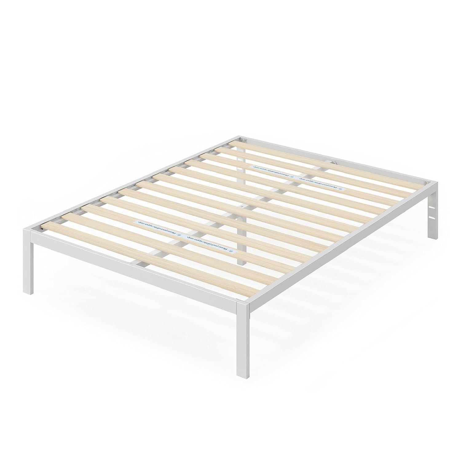 Zinus Mia 14" White Metal Platform Bed Frame, Queen