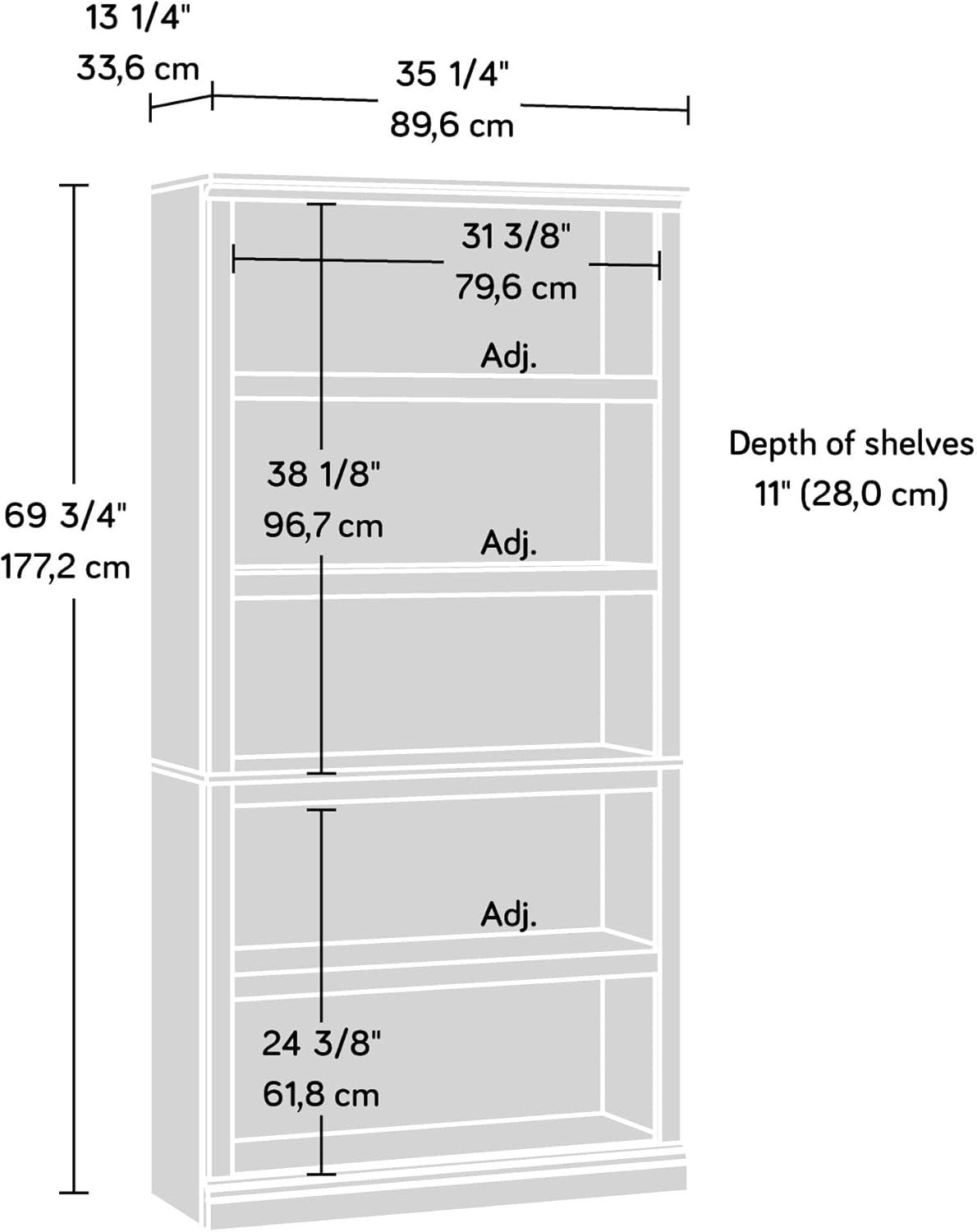 Pacific Maple Adjustable 5-Shelf Wood Bookcase