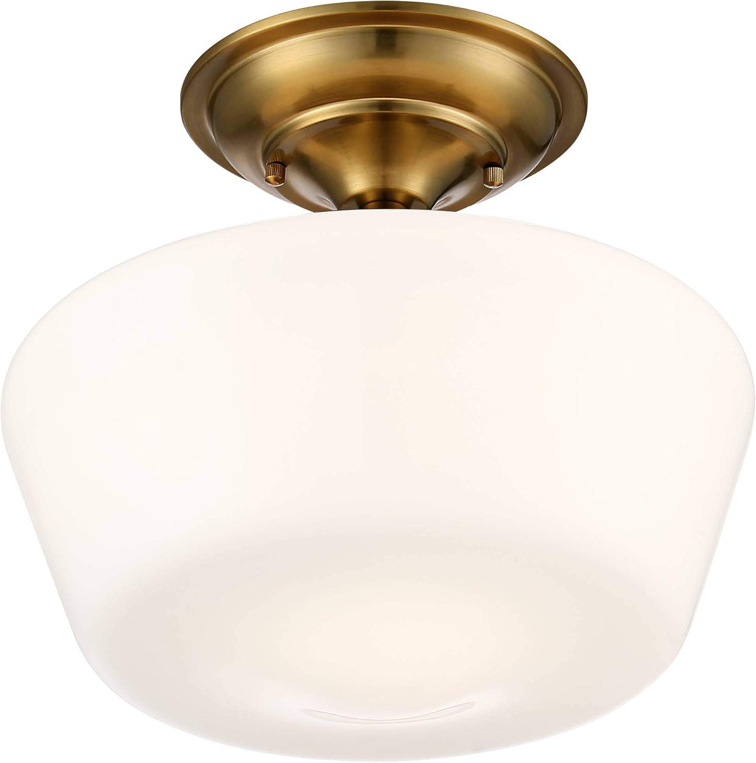 Soft Gold Opal Glass Globe Farmhouse Ceiling Light 20" x 9"