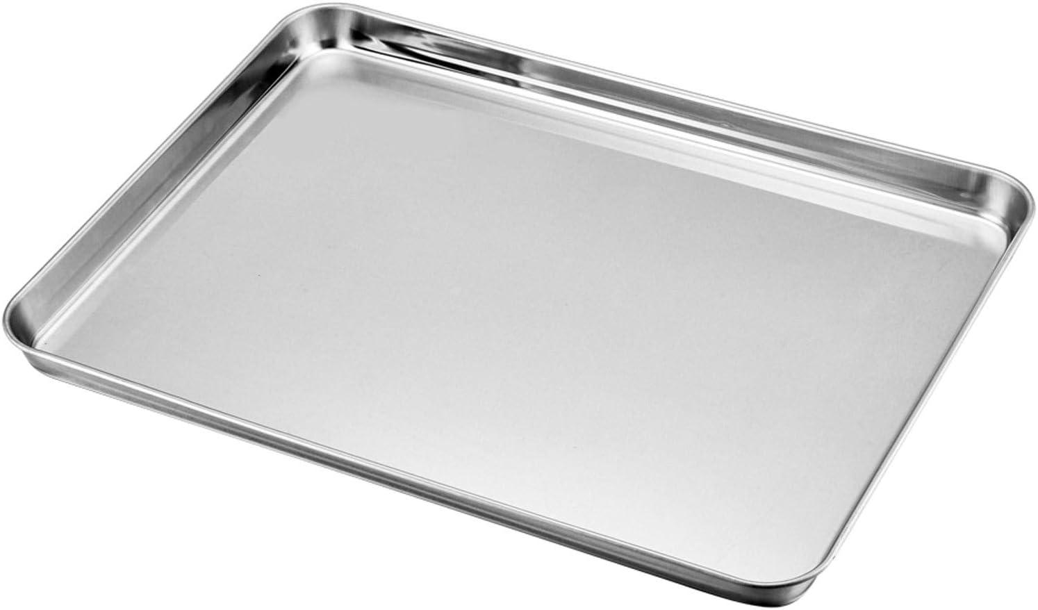 Baking Sheet with Rack Set (1 Sheet + 1 Rack), Cookie Sheets for Baking Use, Stainless Steel Baking Pans with Cooling Racks, Non-toxic, Easy Clean, Dishwasher Safe - (Large, 16-Inch)