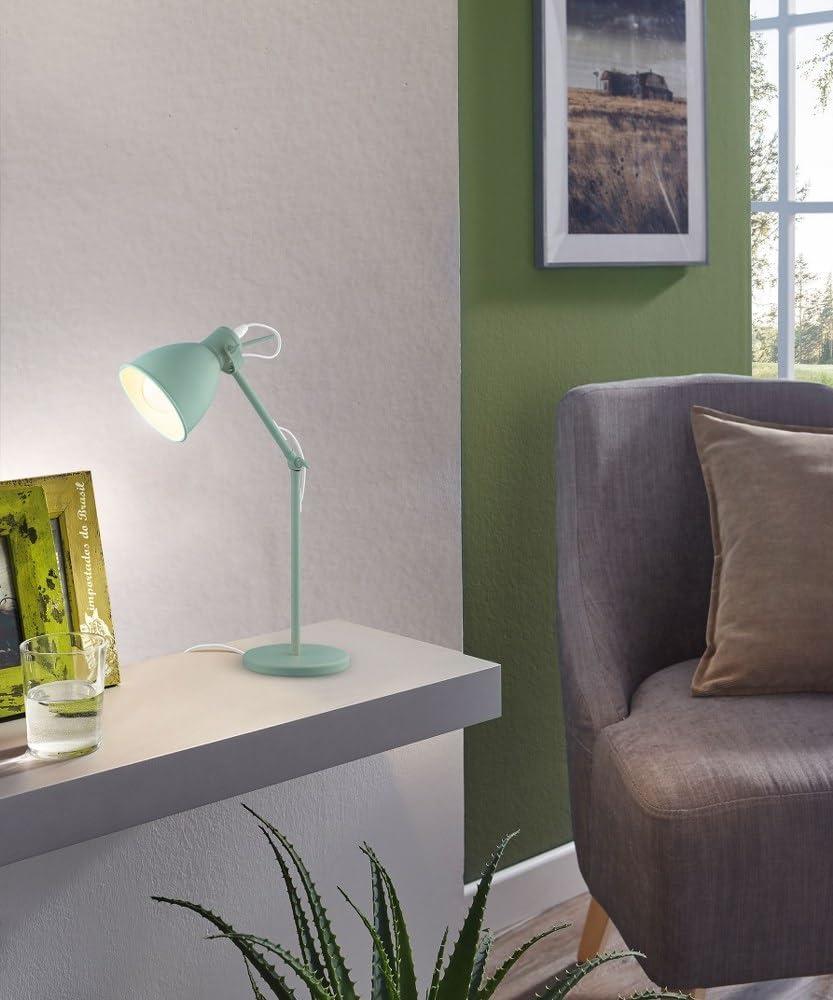 1-Light Priddy-P Desk Lamp Pastel Green - EGLO: Adjustable, ETL Listed, for Study & Work