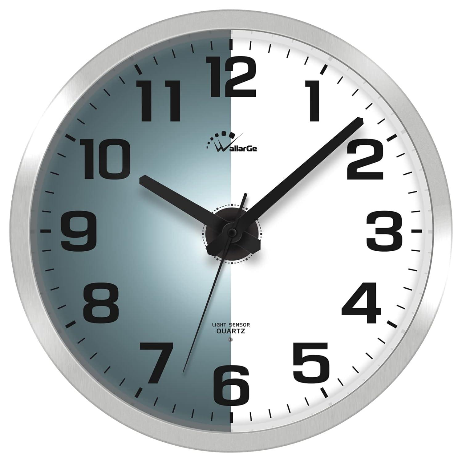 WallarGe Night Light Wall Clock for Bedroom - Silent Lighted up Wall Clock Glow in The Dark, Battery Operated Wall Clocks for Living Room/Kitchen, Easy to Read Large Digital Display, 12 Inch