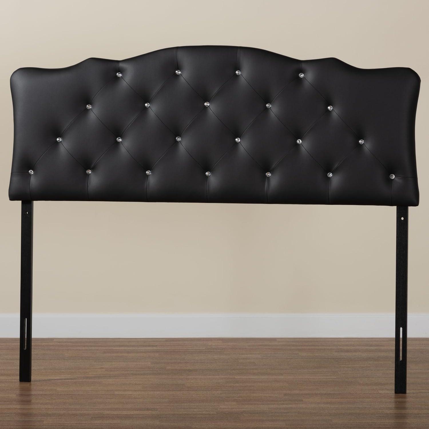 Full Rita Modern Fabric Upholstered Scalloped Headboard - Baxton Studio: Contemporary Design, Adjustable
