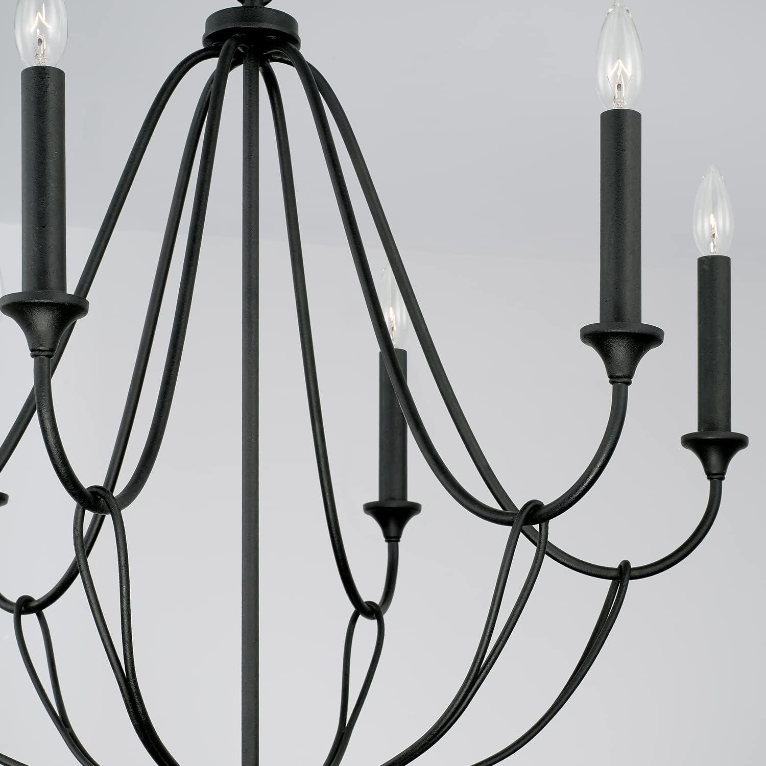 Bentley Airy Design Black Iron 6-Light Traditional Chandelier