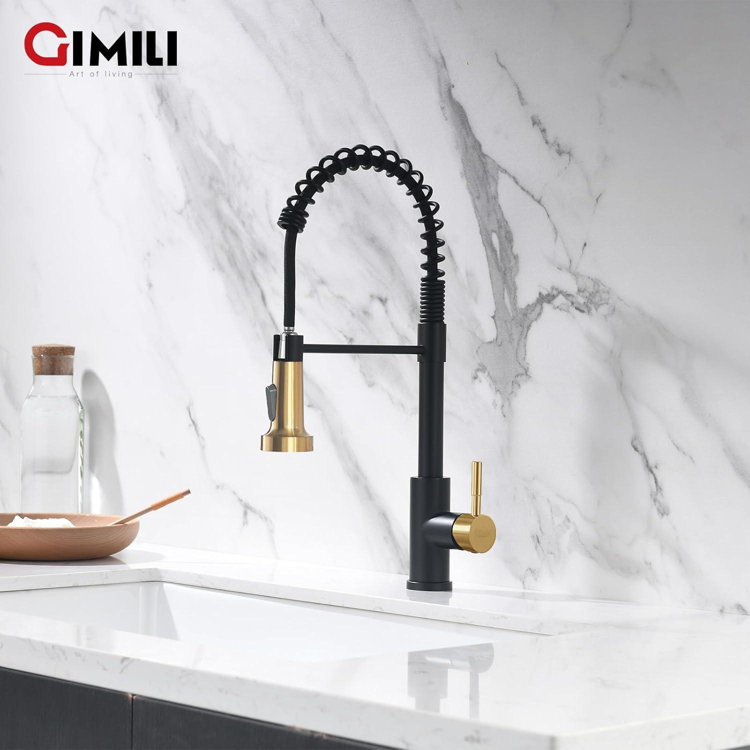 Kitchen Faucet with Pull Down Sprayer,Single Handle Lever Spring Kitchen Sink Faucet