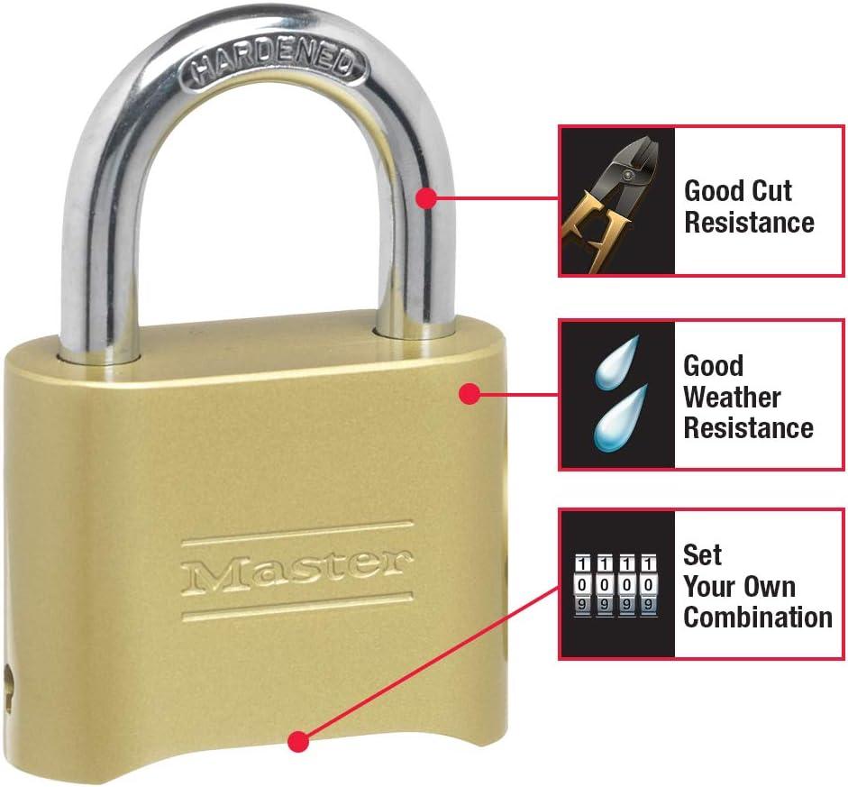 Gold Polished Combination Padlock Set with Hardened Steel Shackle, 4 Pack