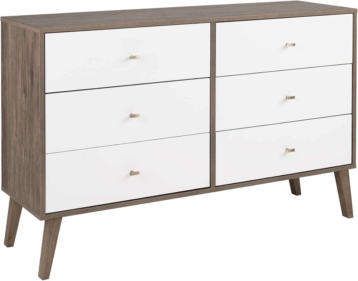 Milo Drifted Gray Mid-Century Modern 6-Drawer Dresser