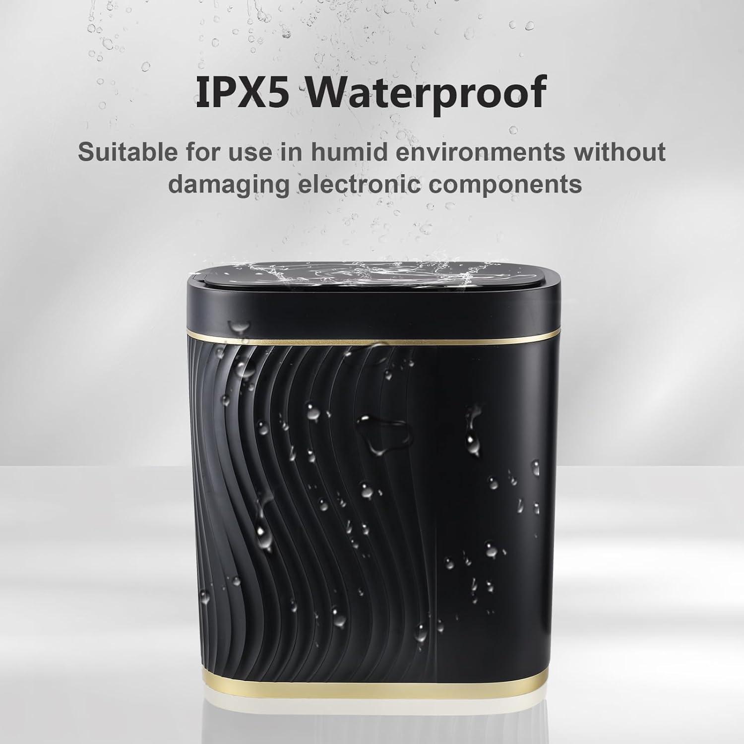 RFVT Small Automatic Trash Bin 2 Gallon Motion sensor. For bath, kitchen. Slim, waterproof plastic