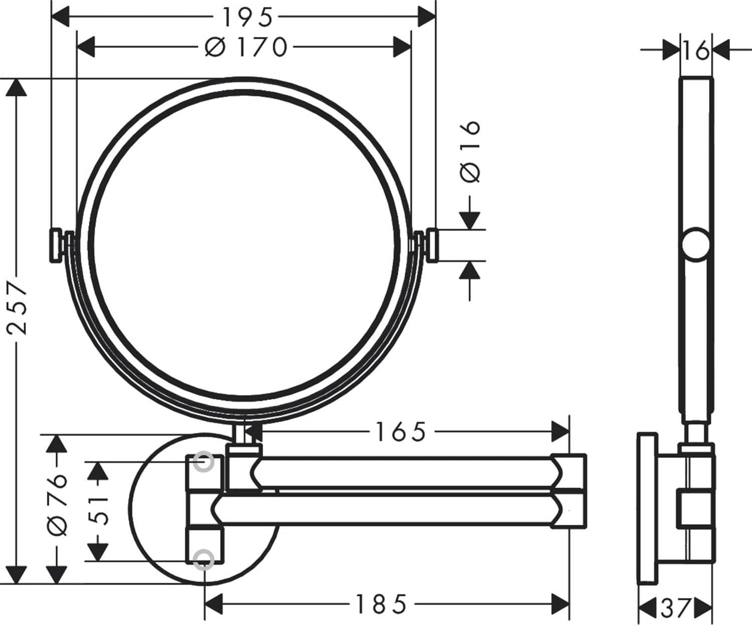 Universal Circular Metal Round Wall Mirror