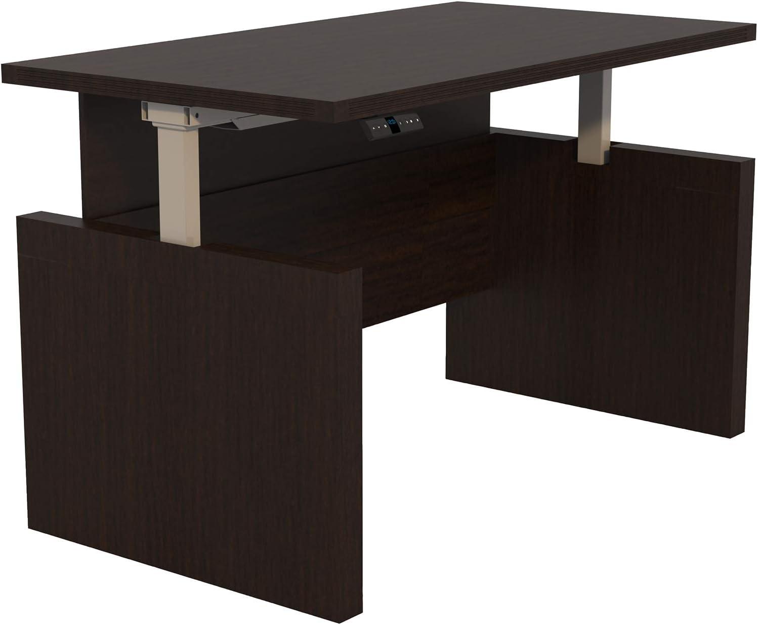 Mocha Adjustable Height Standing Wood Desk, 36" x 72"