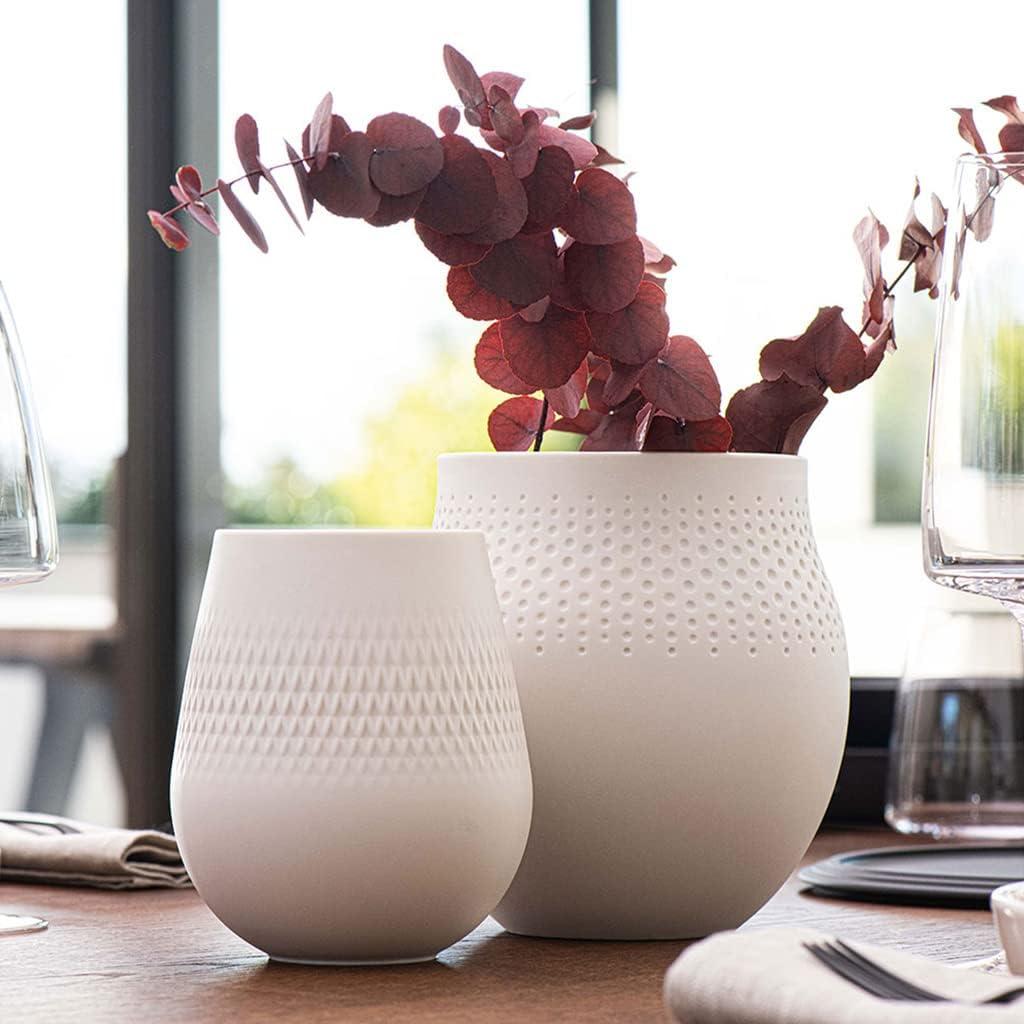 Large Matte White Porcelain Textured Vase for Bouquets