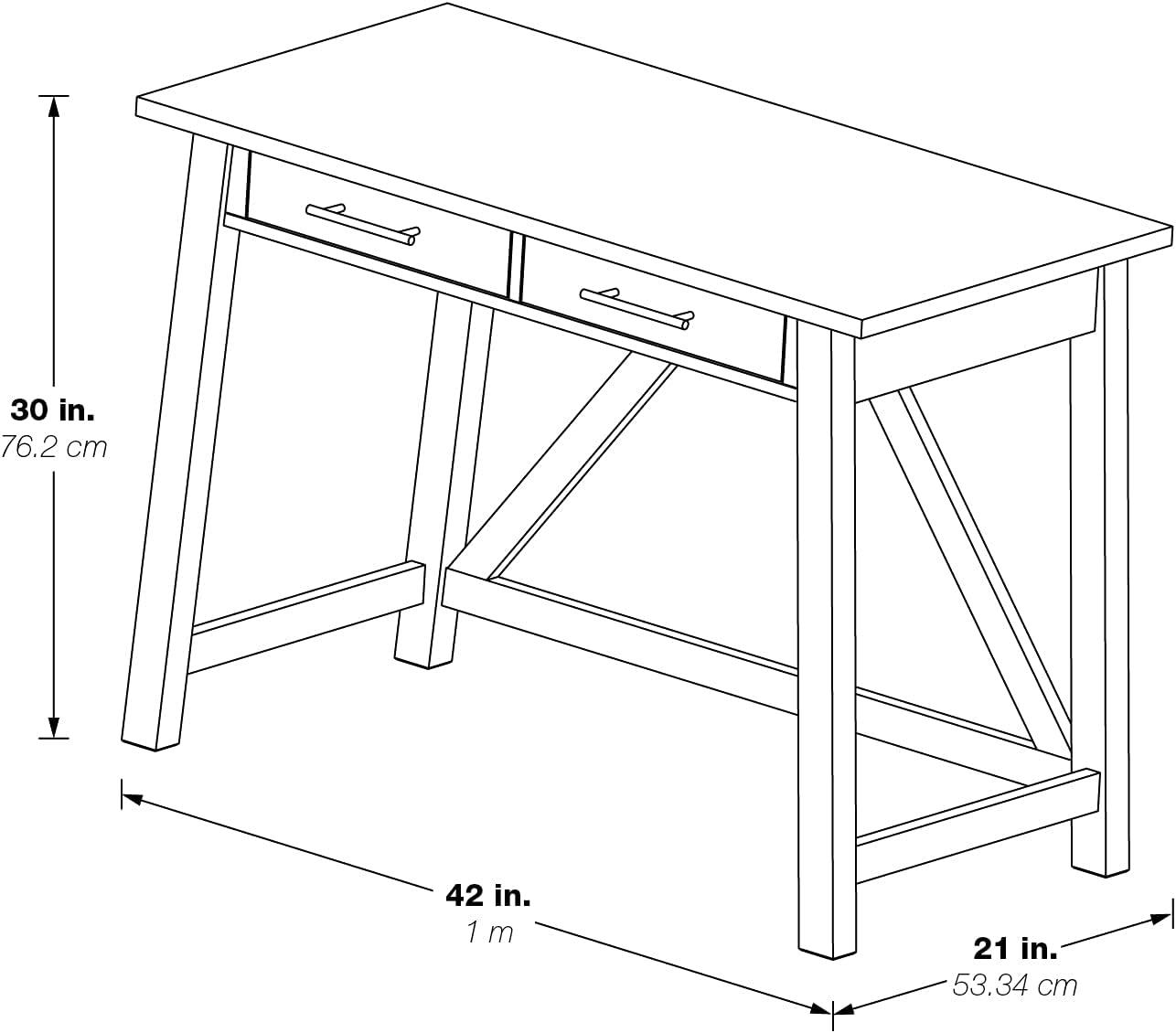 Milford Rustic Writing Desk w/ Drawers in Slate Gray Engineered Wood