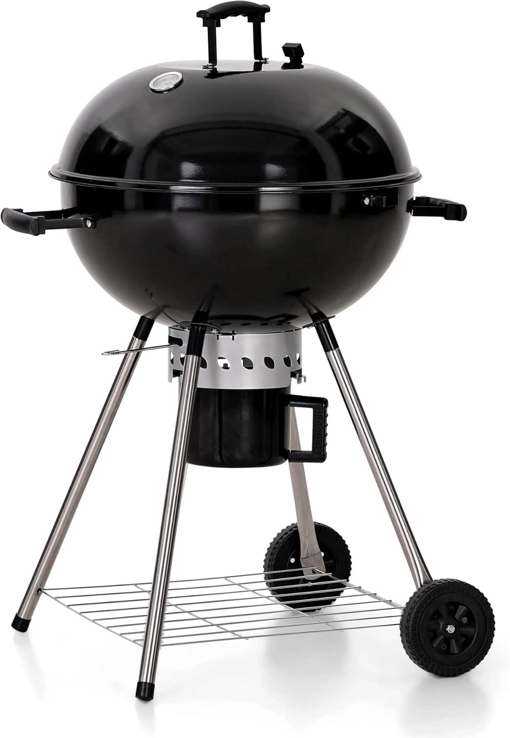 ZHI-22 22-inch Kettle Charcoal BBQ Grill Premium Outdoor Patio Backyard Camping Black