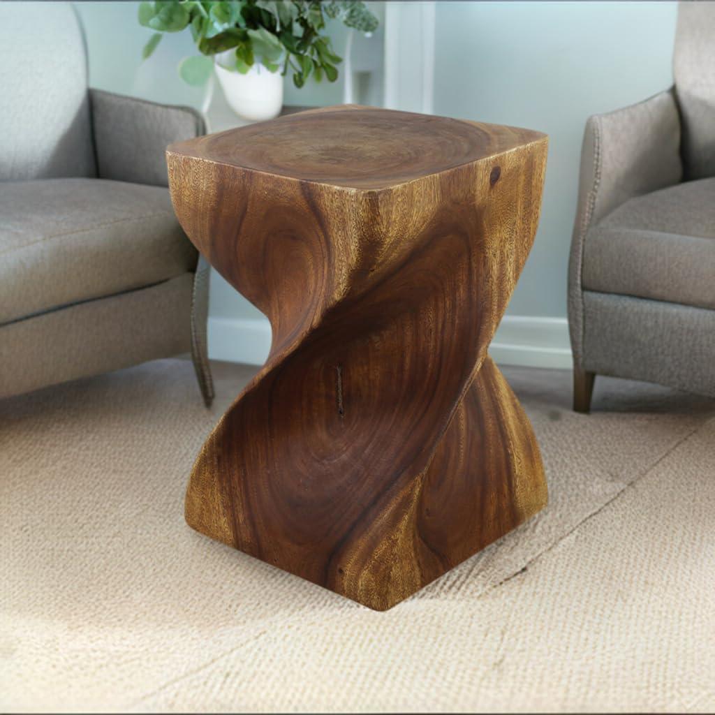 Kammika Import Export Co., Ltd. Haussmann® Big Twist Wood Stool Table 14 in SQ x 20 in H Walnut Oil