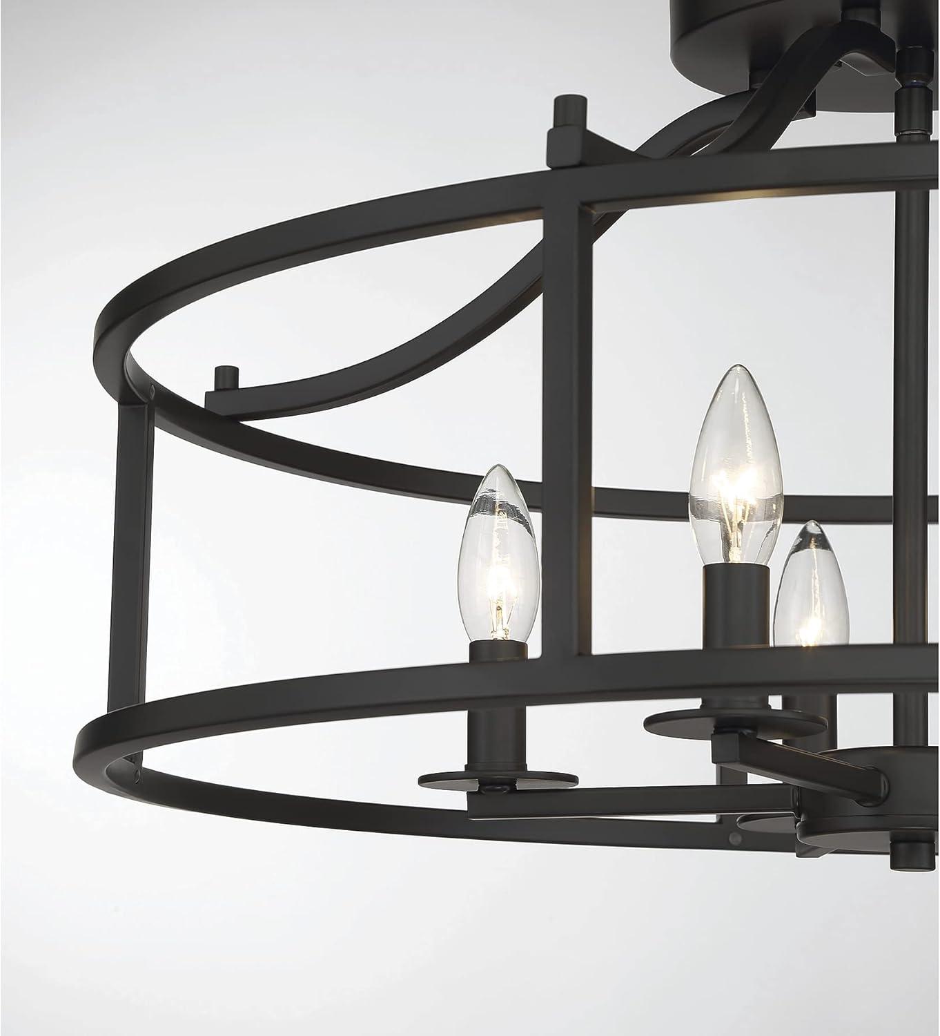 Savoy House 6-1679-5-89 Stockton Traditional Semi-Flush, 5-Light 300 Total Watts, 12" H x 24" W, Matte Black