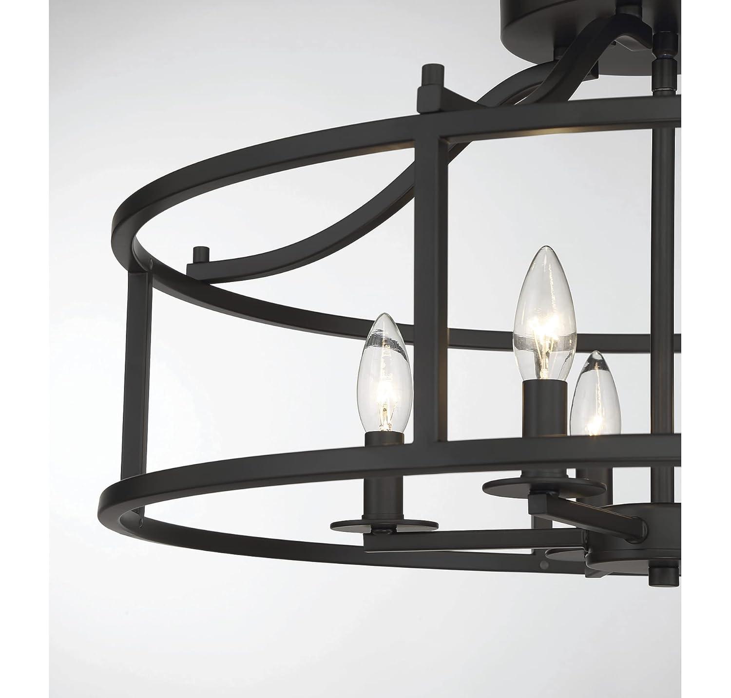 Savoy House 6-1679-5-89 Stockton Traditional Semi-Flush, 5-Light 300 Total Watts, 12" H x 24" W, Matte Black