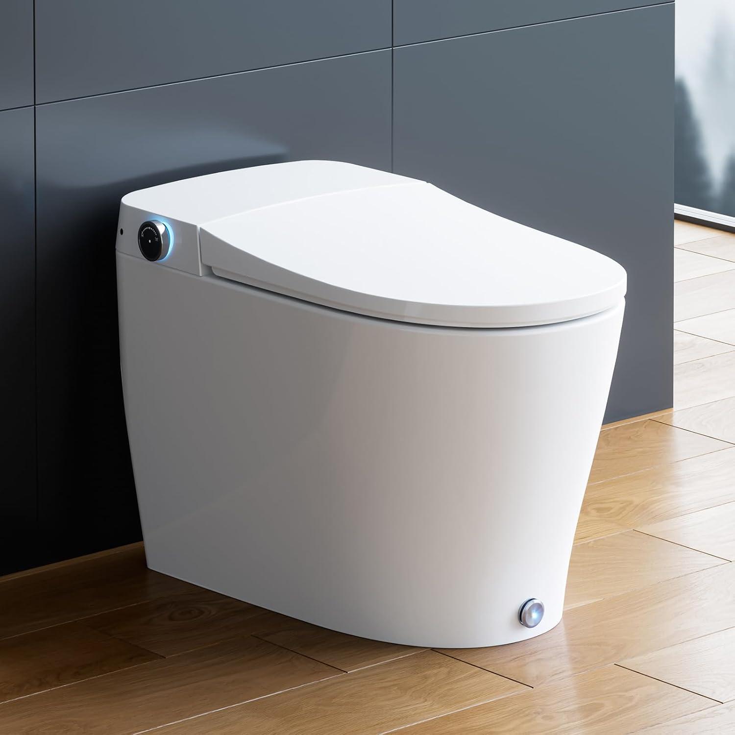 HOROW Elongated Tankless Toilet, One Piece Smart Toilet with Advance Heated Bidet Seat, Wireless Remote Control, Auto Open,HR-T05S