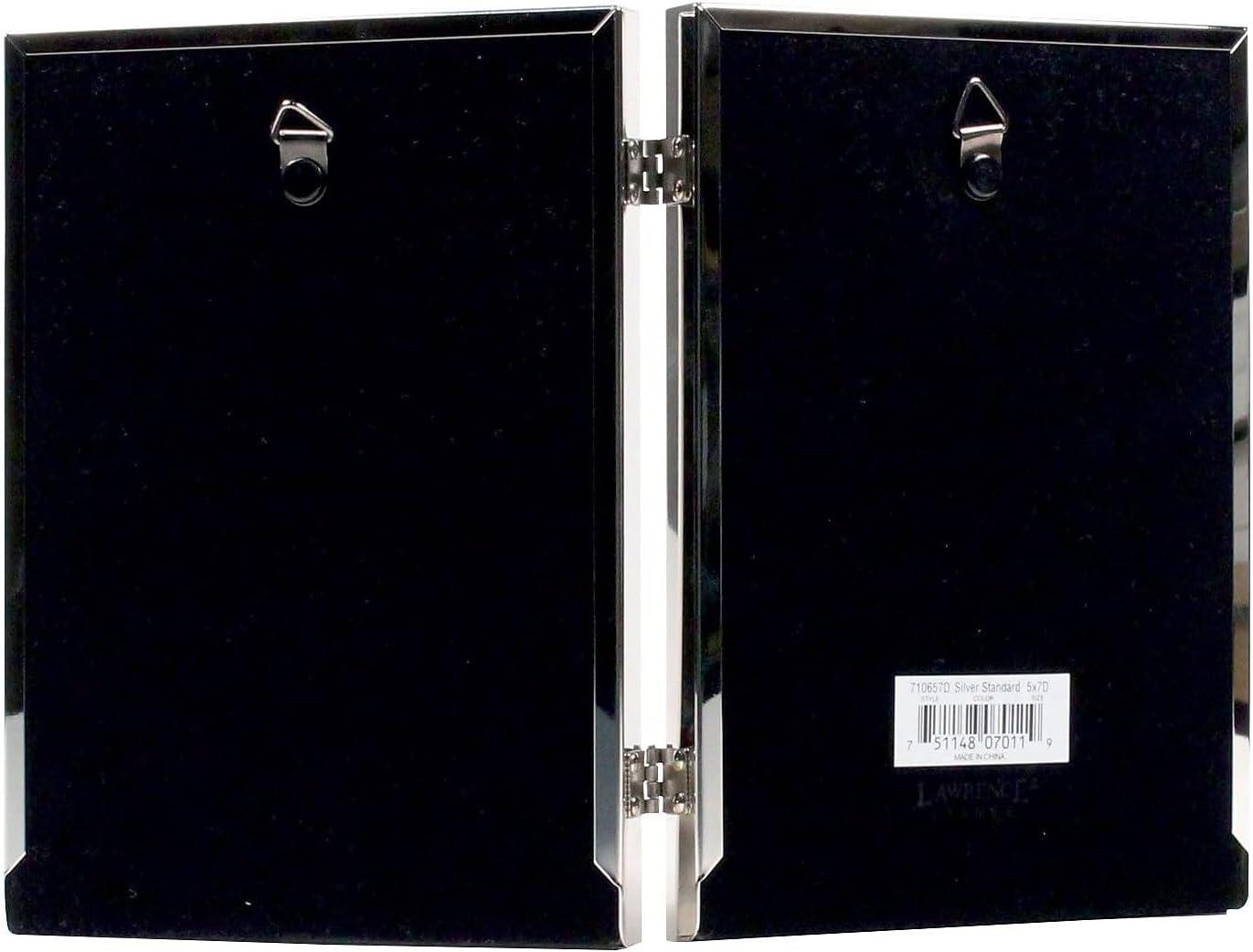 5x7 Hinged Double Silver Standard Metal Picture Frame