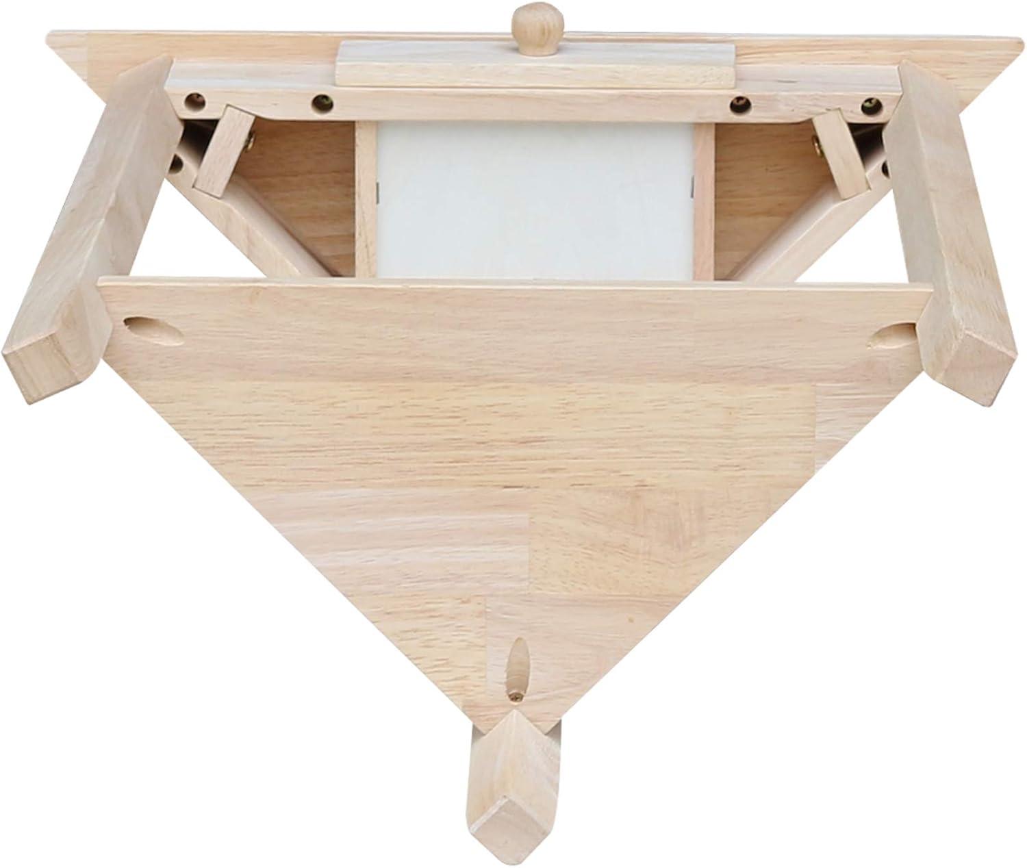 Corner End Table Unfinished - International Concepts: Solid Wood, Triangle Shape, Shelf Storage