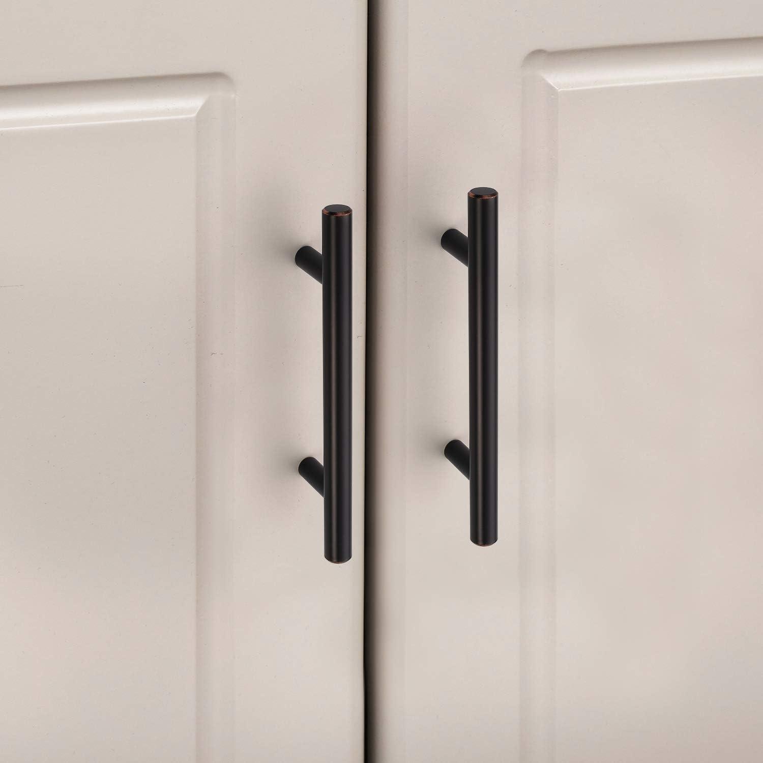 Oil Rubbed Bronze Modern Bar Cabinet Pulls with Mounting Hardware