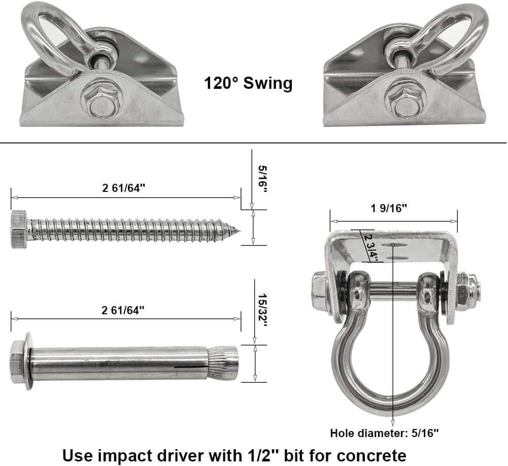 Heavy Duty Stainless Steel Porch Swing Hanging Kit