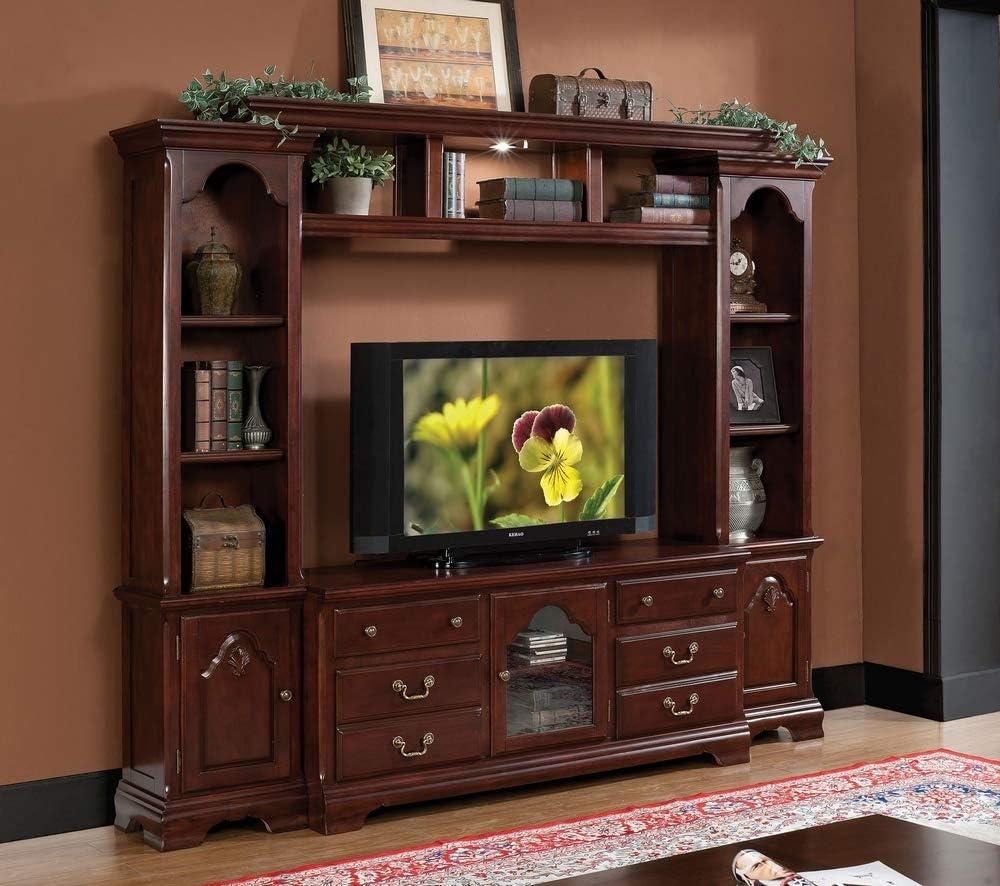 Hercules Cherry Wood TV Stand with Glass Doors