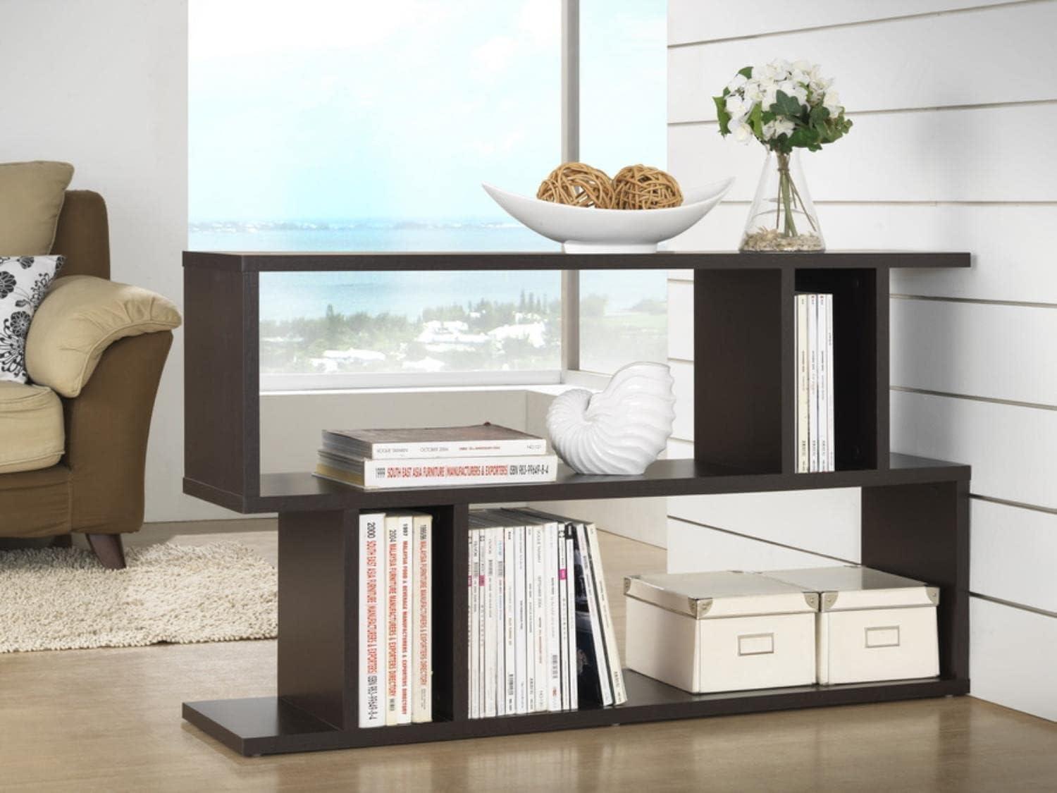 27.5" Goodwin 2 Level Modern Bookshelf Dark Brown - Baxton Studio