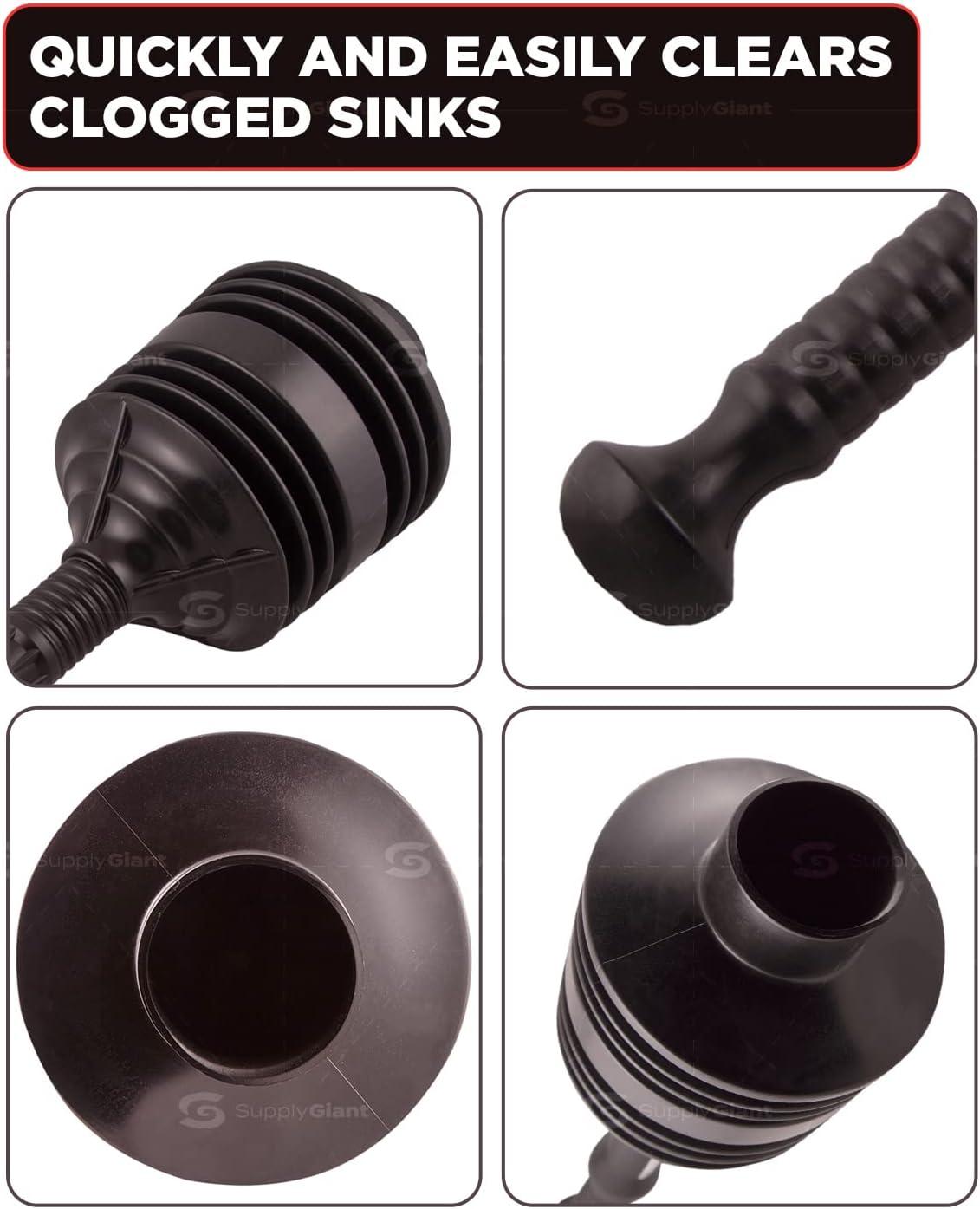 Supply Giant SU3227 Accordion Toilet Plunger, Unclogs Sinks, Toilets, and baths, with Large Bellows for Extra Powerful Plunge