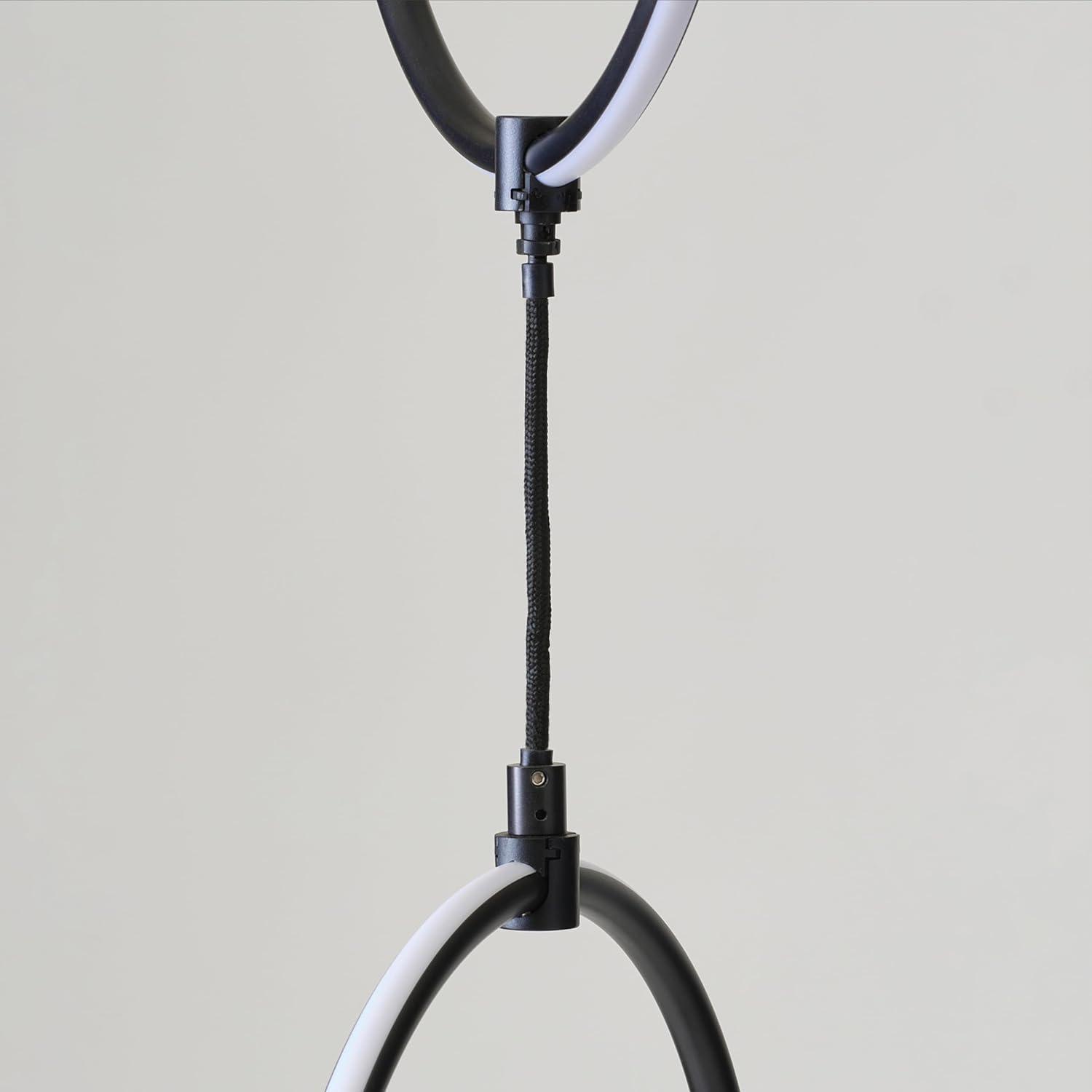 Brightech Nova 74 in. Novelty Industrial 3-Hanging Ring Light LED Standing Floor Lamp with Built-In Color Options