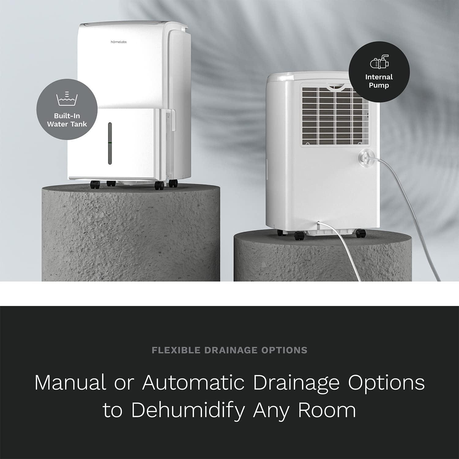 hOmeLabs hOmeLabs 4,000 Sq. Ft Energy Star Dehumidifier with Pump – Ideal for Bedrooms and Laundry Rooms