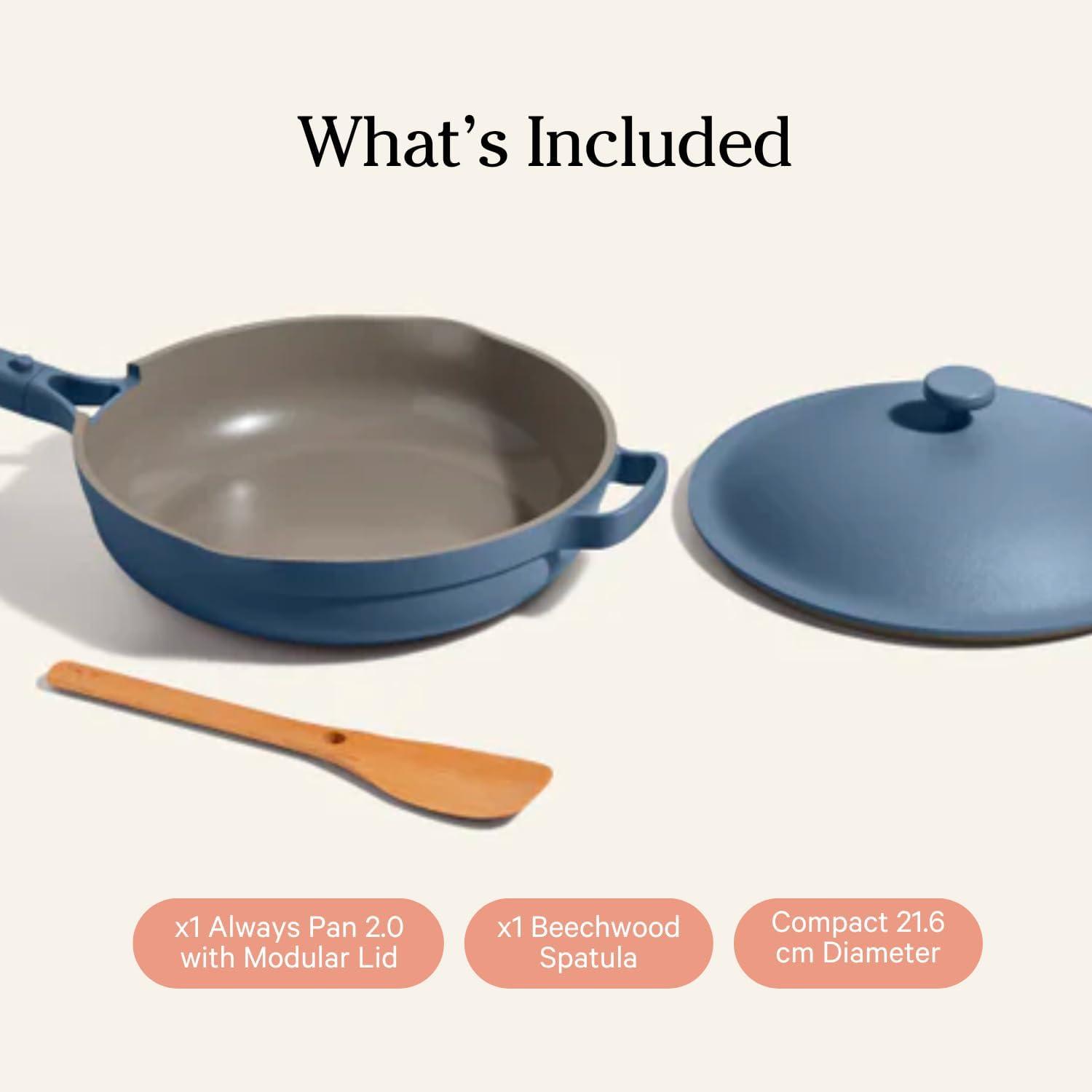 Blue Aluminum Nonstick Mini Pan with Lid and Ceramic Coating