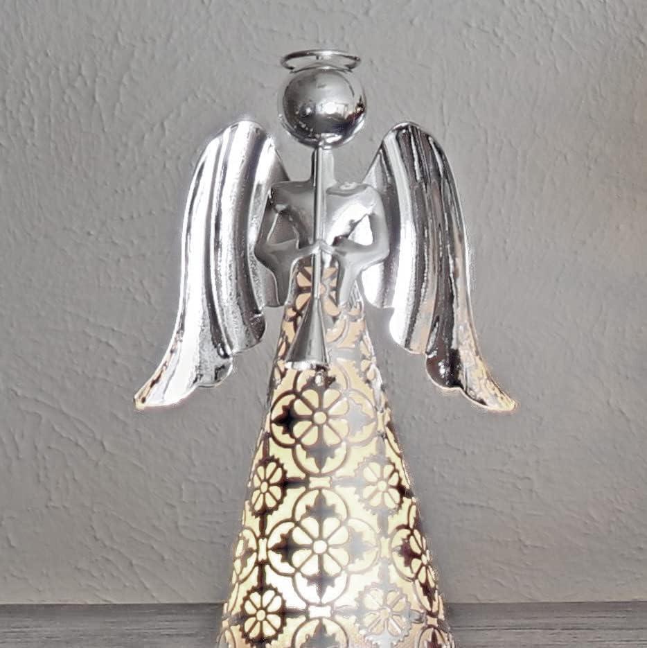 9" Pre-Lit LED Tabletop Angel Decorative Figurine Silver - Haute Décor