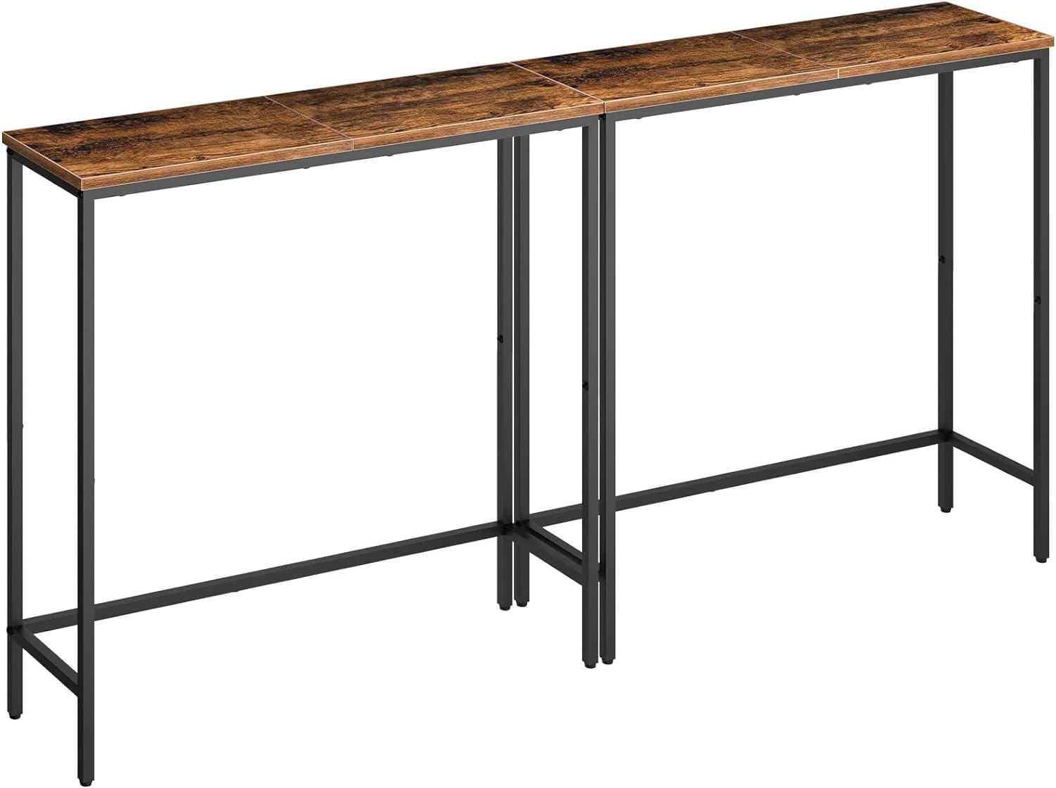 HOOBRO Narrow Console Table, 29.5" Small Entryway Table, Thin Sofa Table, Side Table, Display Table, for Hallway, Bedroom, Living Room, Foyer, Rustic Brown and Black BF75XG01
