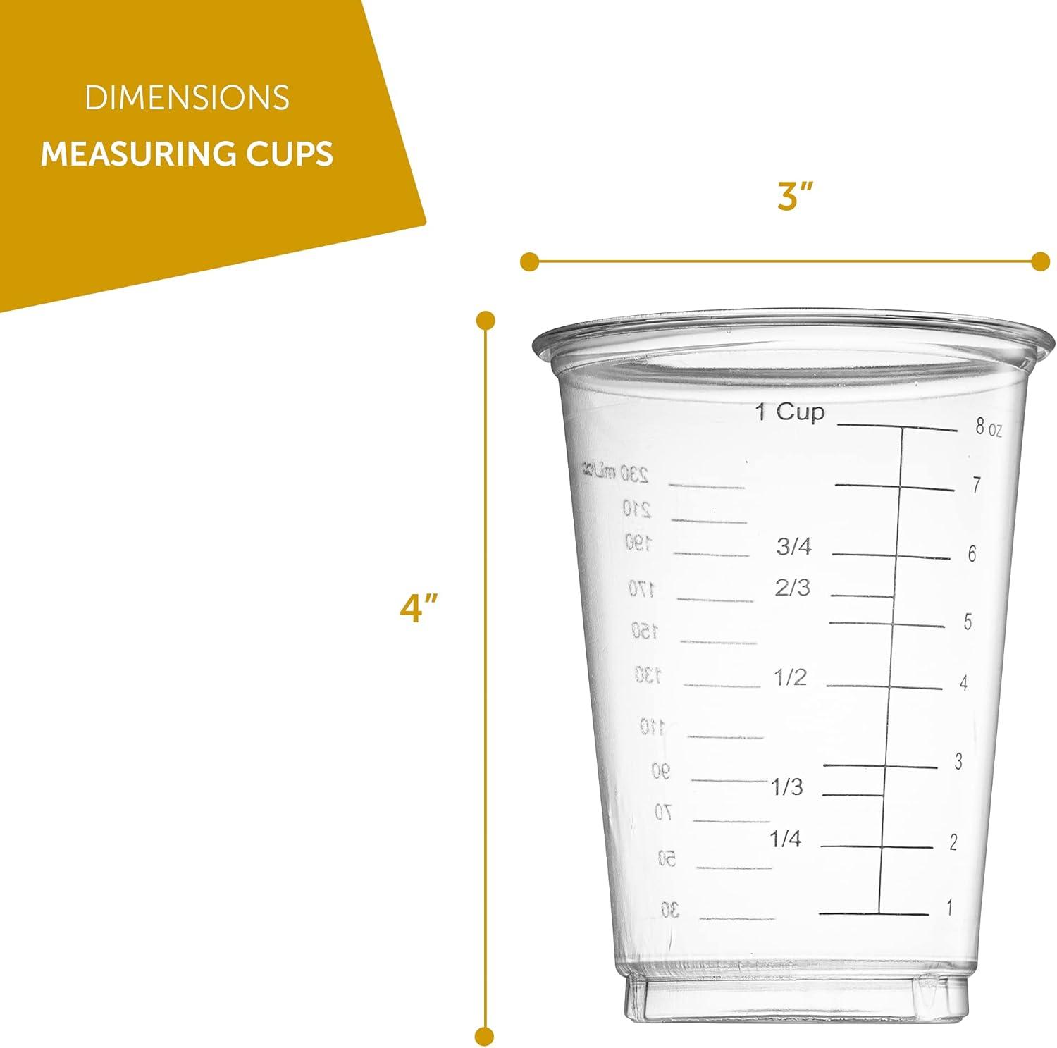 Prestee 50 Clear Plastic Disposable 8 Oz Measuring Cups