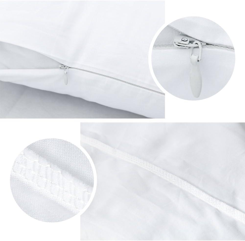 4 Pcs Pillowcases, 400 Thread Count Cotton Pillow Cover with Hidden Zipper Pillow Case, White Queen