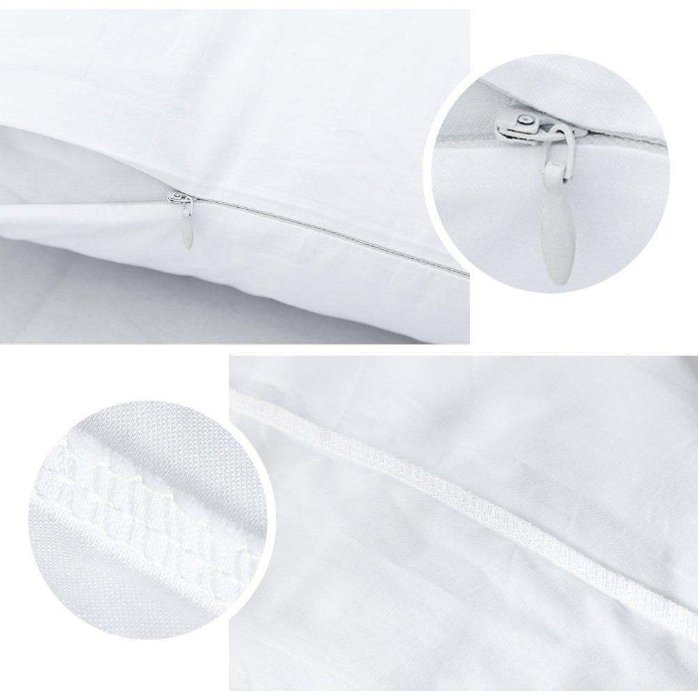4 Pcs Pillowcases, 400 Thread Count Cotton Pillow Cover with Hidden Zipper Pillow Case, White Queen