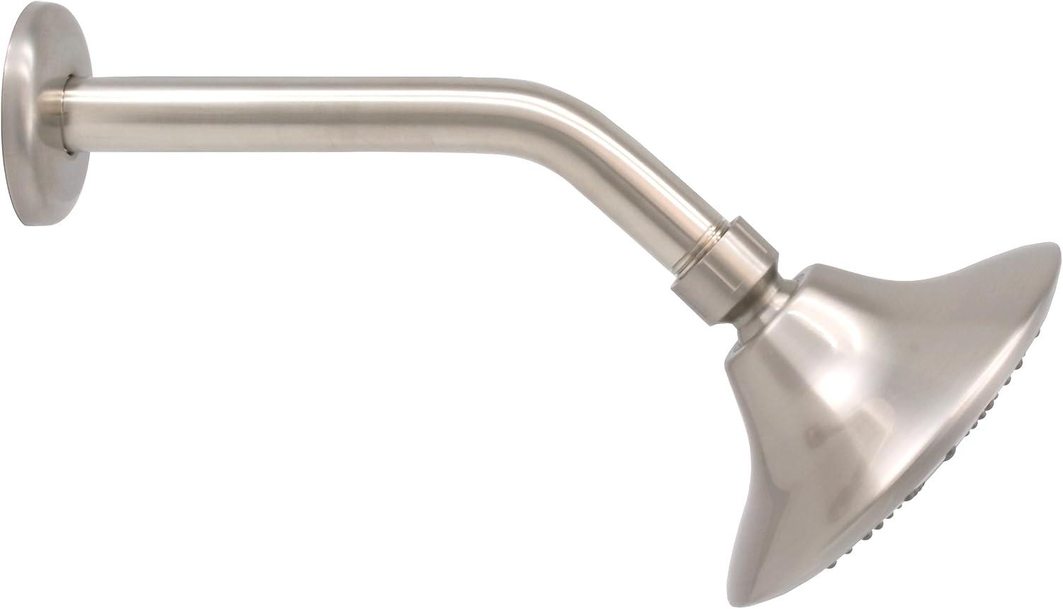 Westbrass CO561-07 5" Round Thin 5-Function Adjustable Spray Shower Head with 8" Wall Mount Arm, Satin Nickel