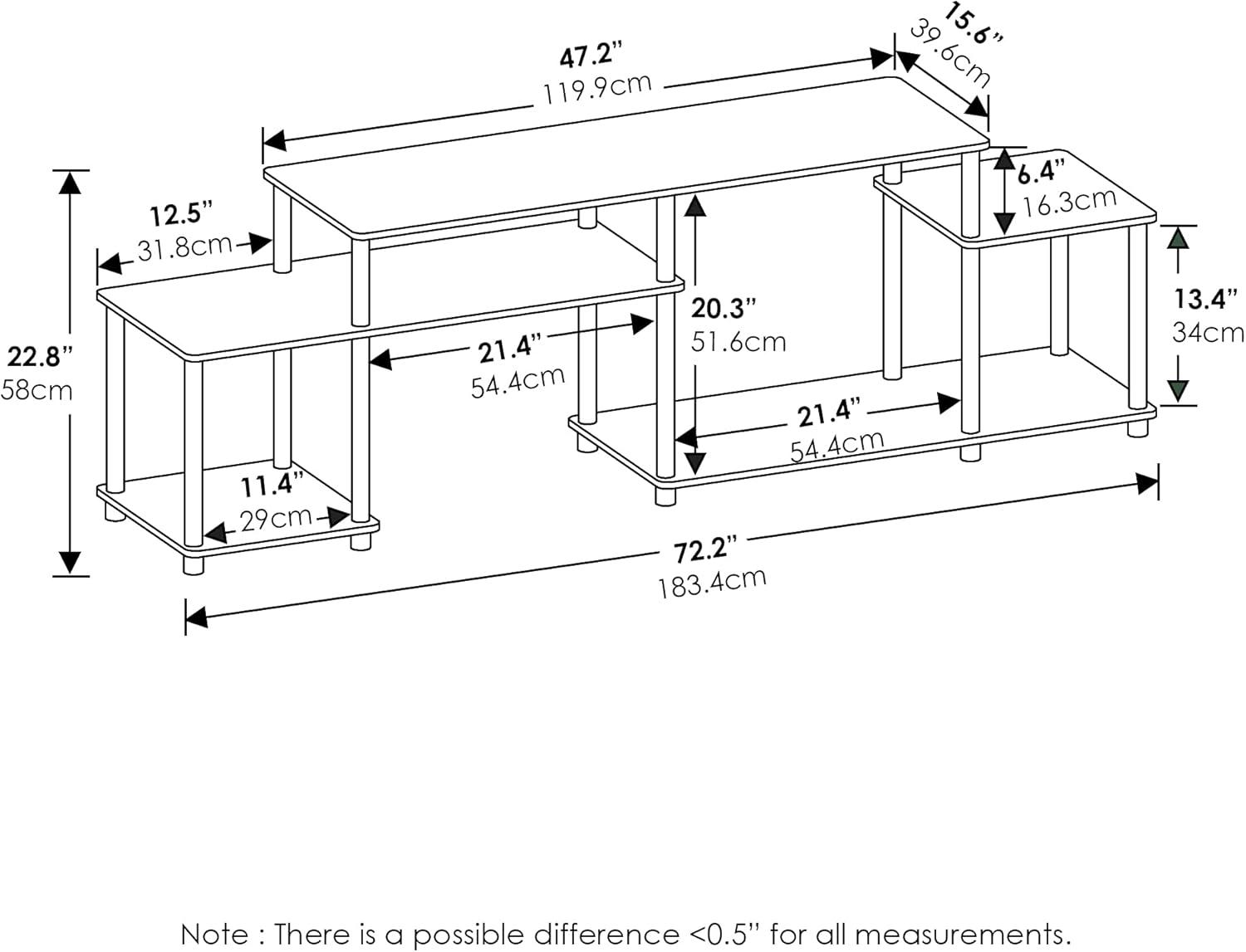 Furinno Turn-N-Tube Handel TV Stand for TV up to 55 Inch, Espresso/Black