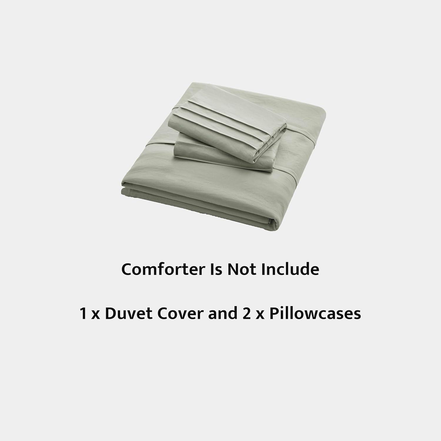 Oli Anderson White Duvet Cover Twin Size - Pleated Twin Duvet Cover, 2PCS Soft and Breathable Textured Bedding Set with Zipper Closure(White,68"x90")