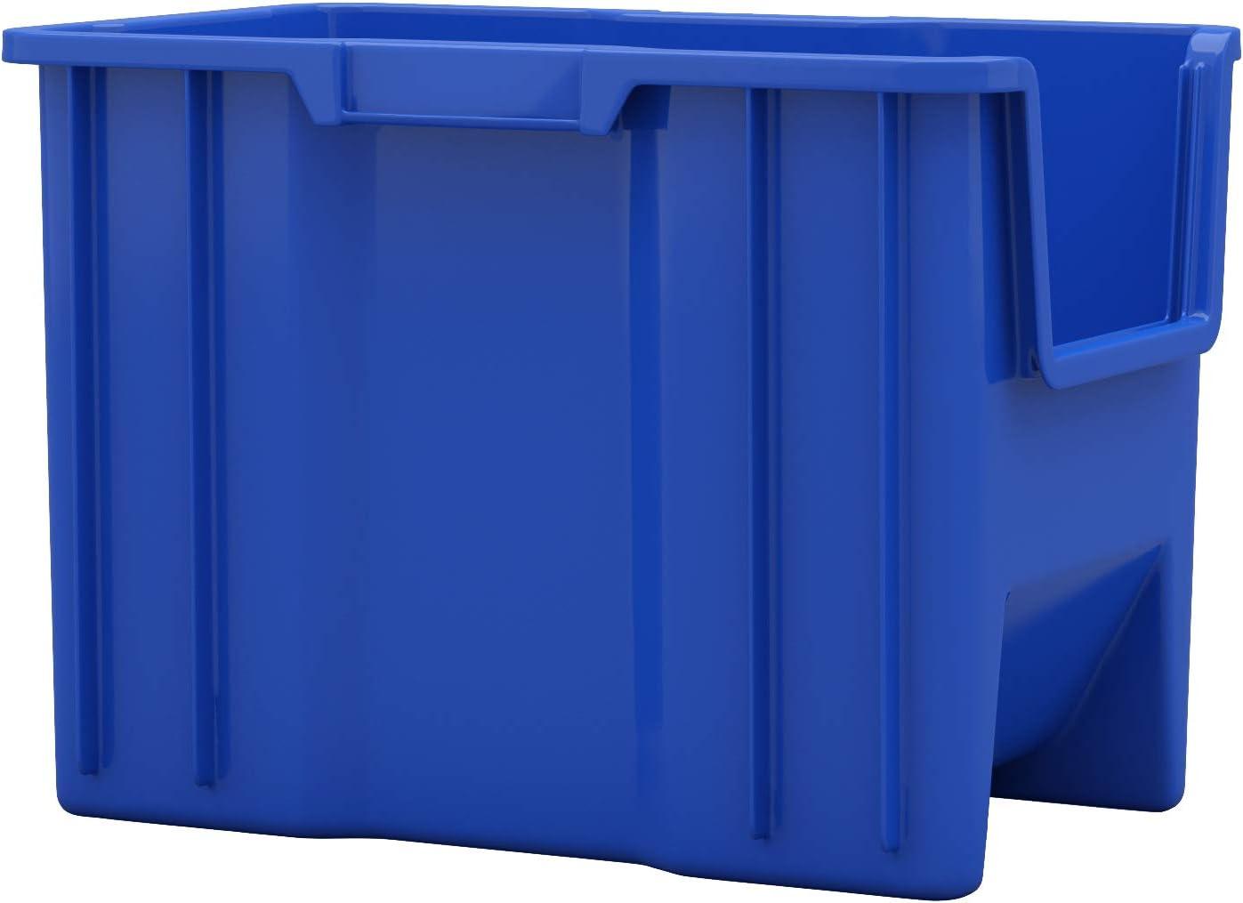 Blue Heavy Duty Stackable Plastic Storage Bin with Handle