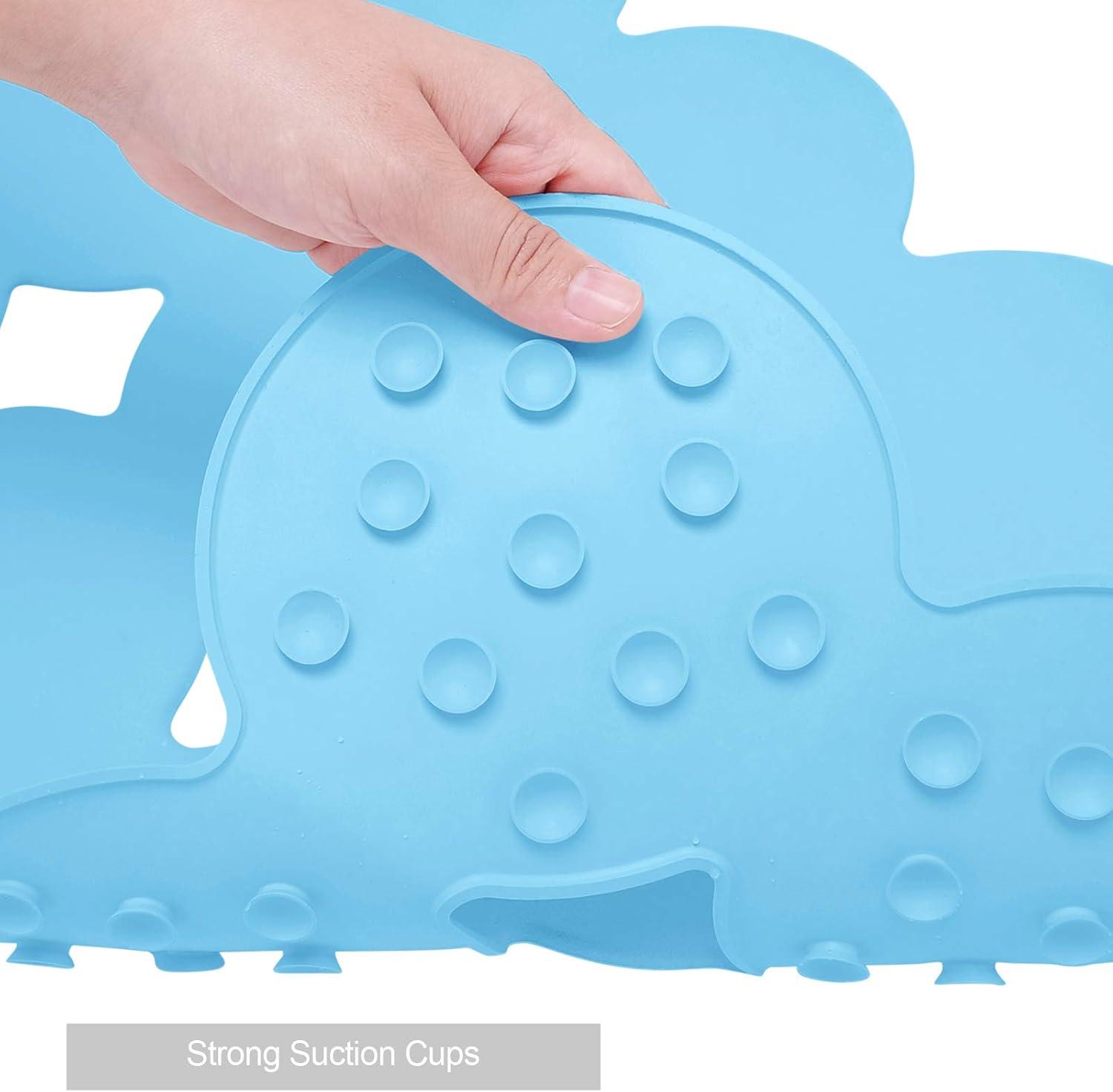 Blue Non-Slip Natural Rubber Bathtub Mat with Suction Cups