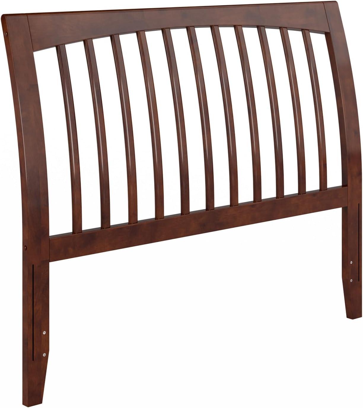 HomeStock Island Oasis Full Sleigh Solid Wood Slat Headboard in Walnut