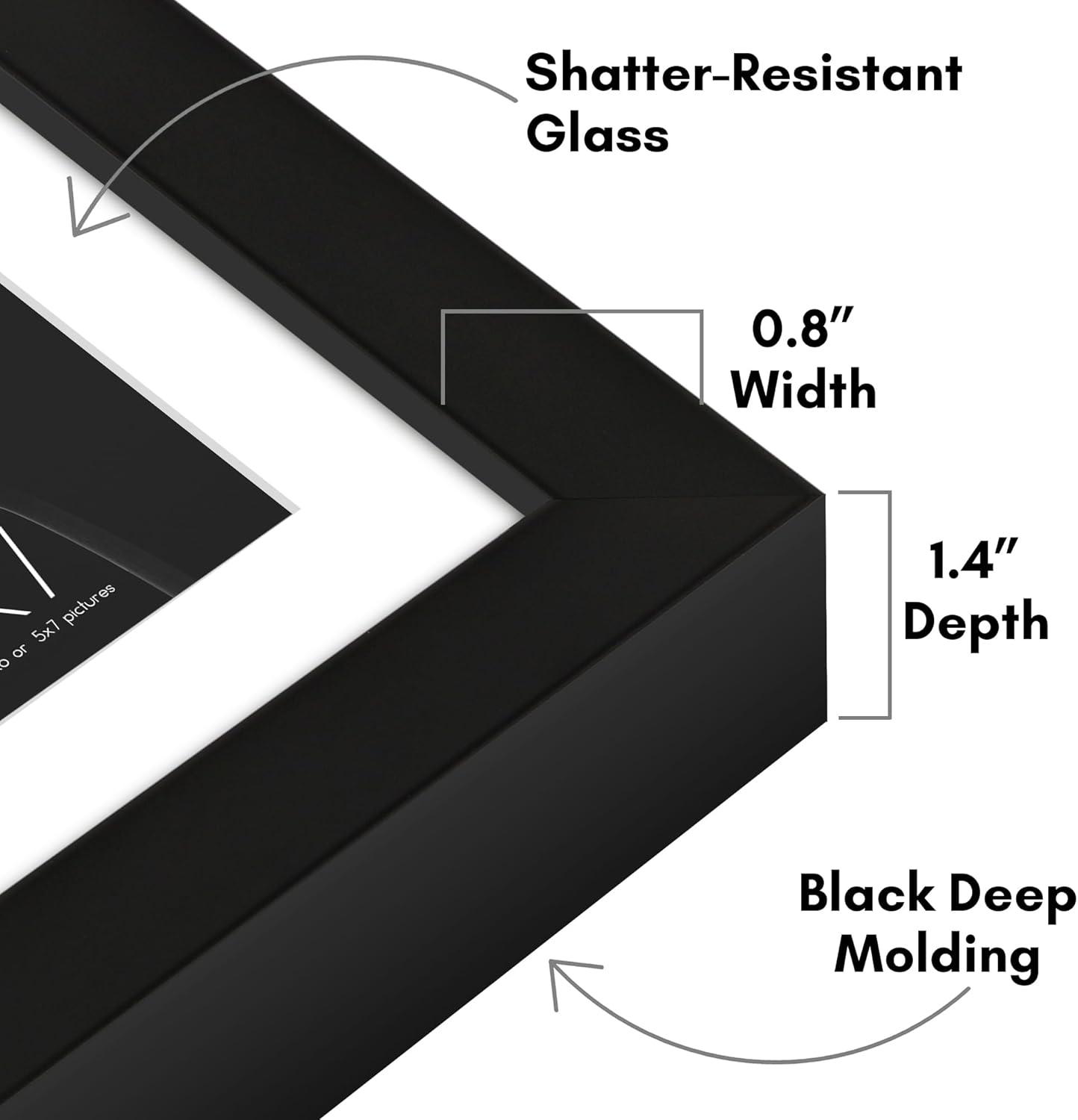 5x7 Picture Frame in Black - Deep Molding Frame for 4x6 or 5x7 Photos - Versatile Tabletop Display - Sturdy and Stylish -