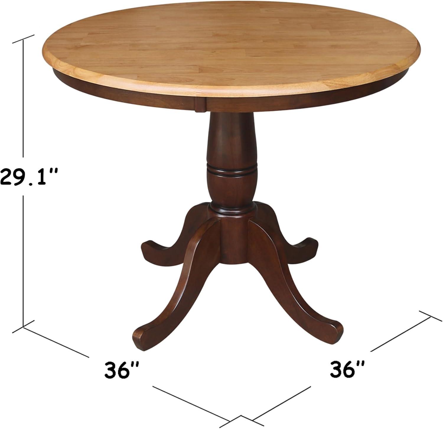 36" Round Top Pedestal Dining Table Cinnamon/Espresso – International Concepts: Solid Wood, Seats 4