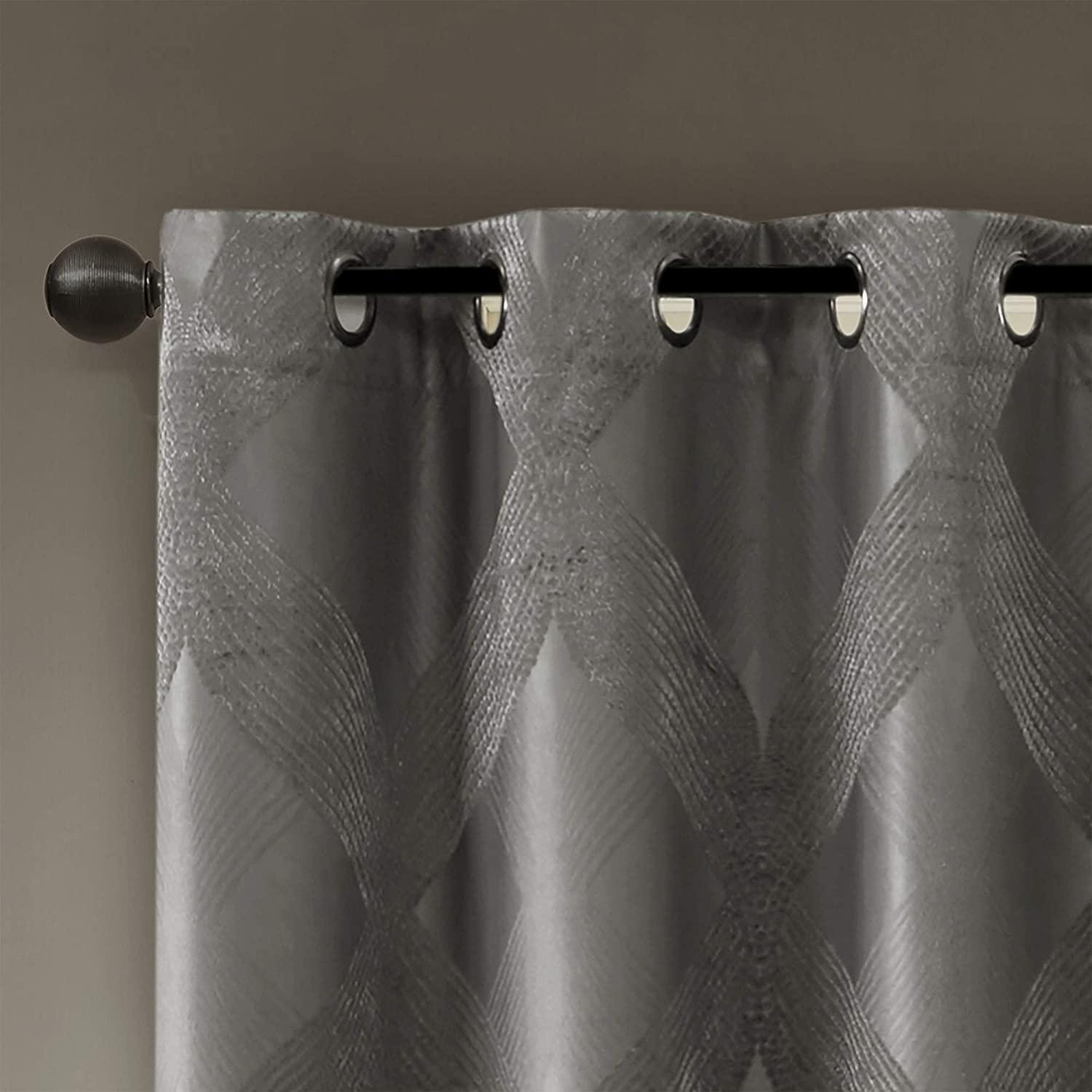 Madison Park Bentley Ogee Knitted Jacquard Geometric Total Blackout Single Curtain Panel