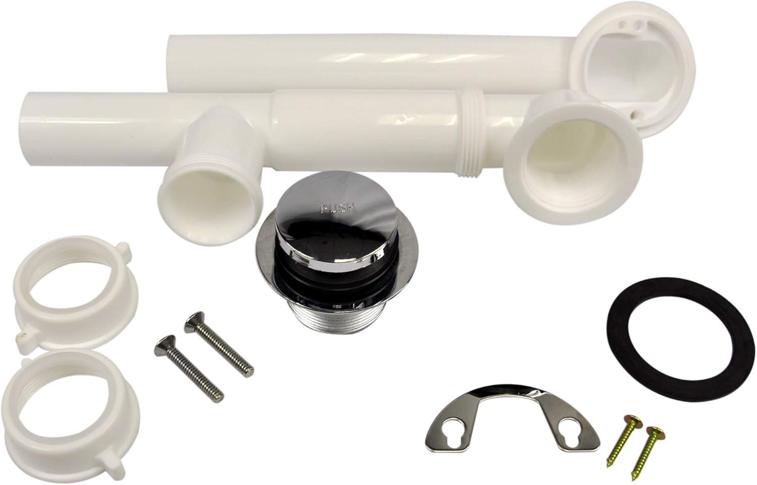 Chrome Plastic Tub and Shower Drain Kit with Touch-Toe Stopper